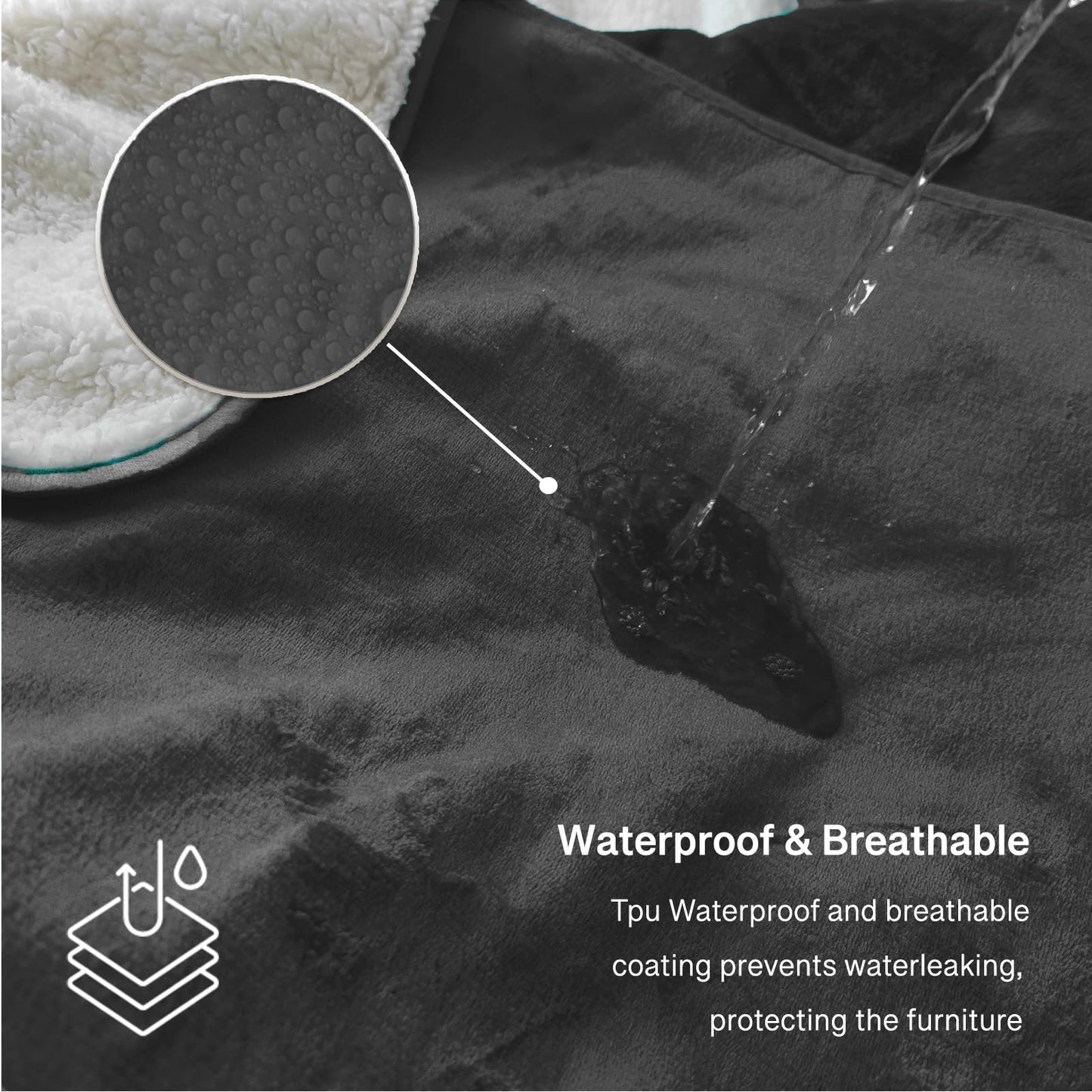 ILWPRM Waterproof King Size Blankets for Bed 80'' x 90'', Water Proof and Stain Resistant Throw Blankets for Couch Sofa, Reversible Mattress Protector for Twin, Queen, King Beds(Grey)