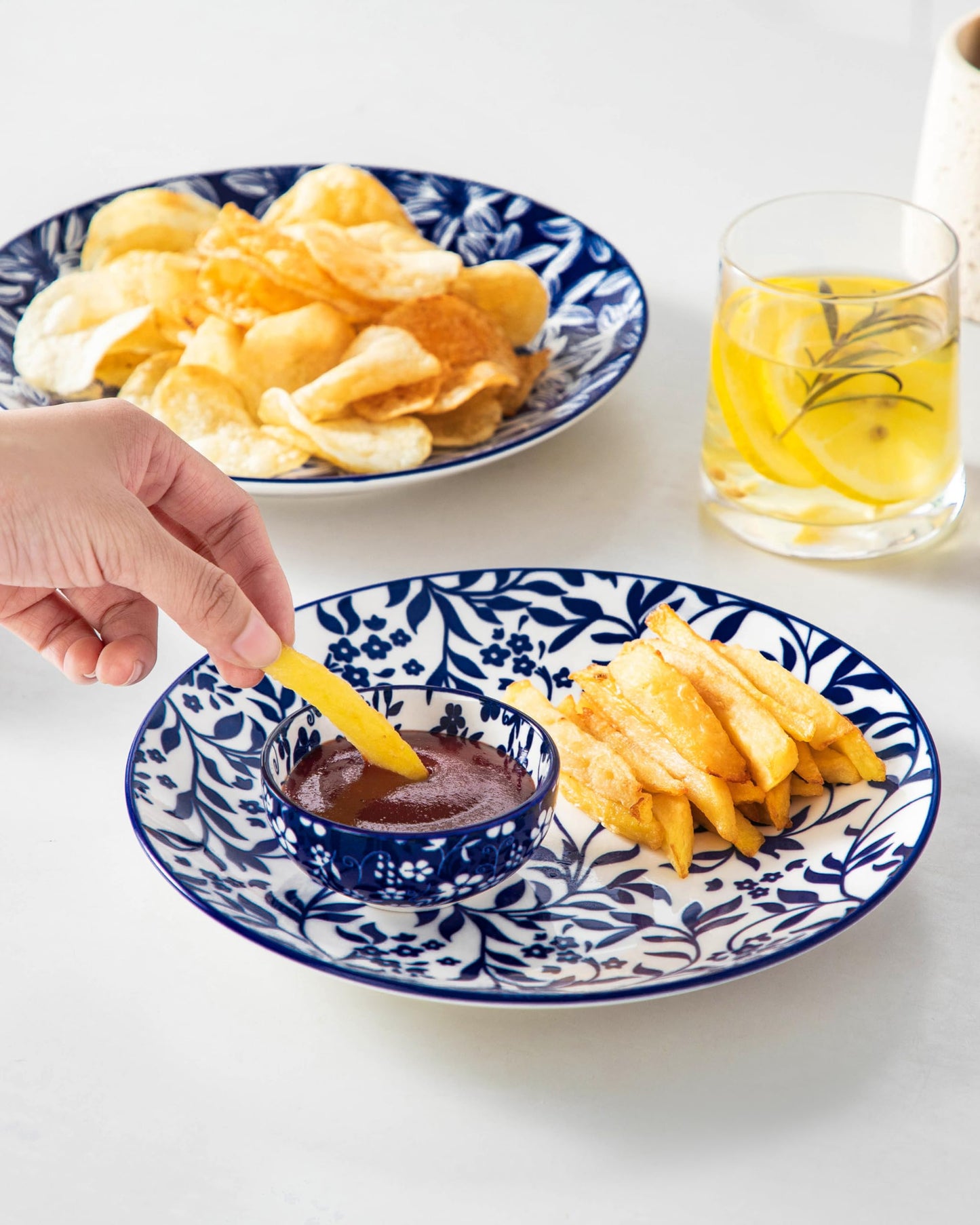 vancasso 2.7 Oz Ceramic Mini Dipping Bowls Set of 6, 3 Inch Small Dip Bowls for Sauce, Soy Sauce, Sushi, Condiments & Side Dishes, Chinoiserie Floral Style, Microwave & Dishwasher Safe, SELENE Series