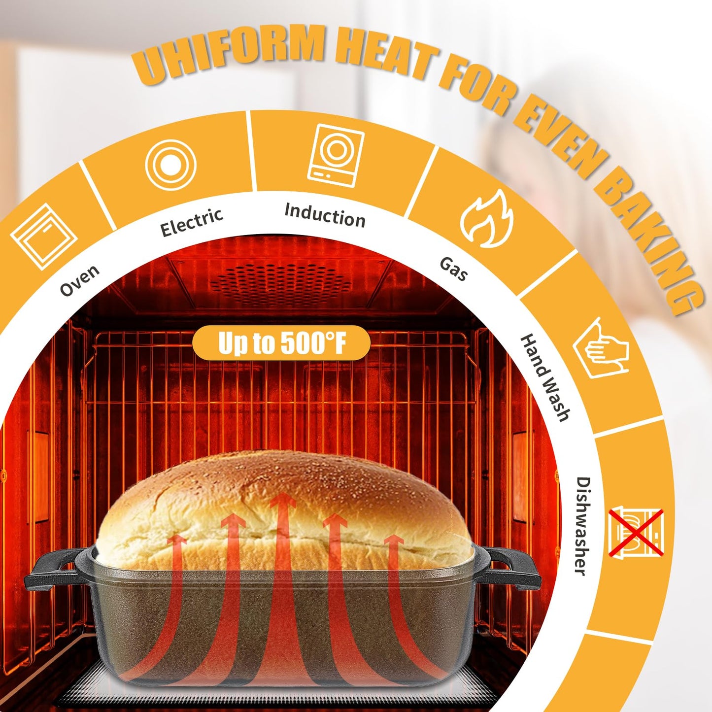 COWORM 10x5 Cast Iron Loaf Pan with Lid - 2 in 1 Bread Pans for Baking Homemade Sourdough Bread