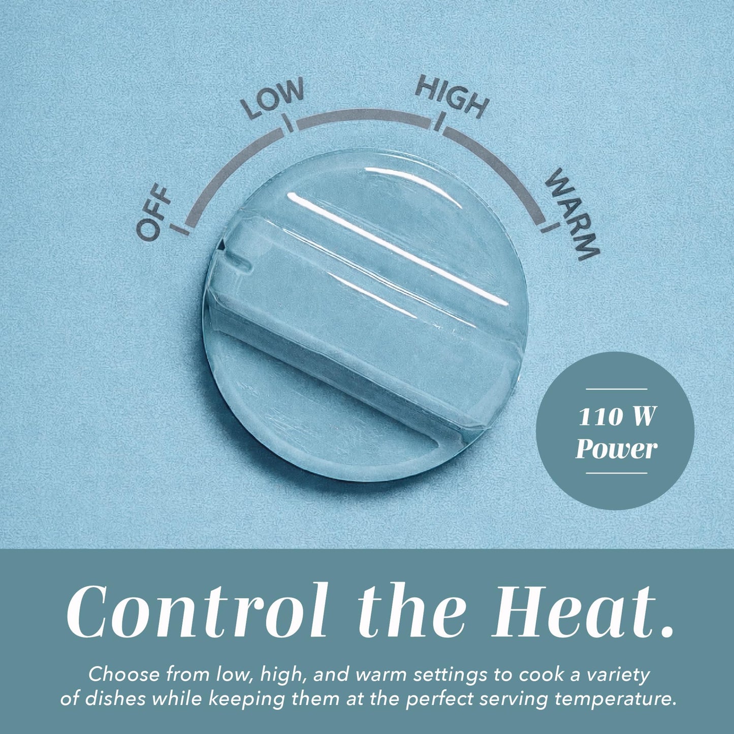 COOK WITH COLOR 2QT Mini Electric Round Slow Cooker - Adjustable Settings, Removable Stoneware Pot, Tempered Glass Lid, Dishwasher Safe, Cool-Touch Side Handles, Slate Blue