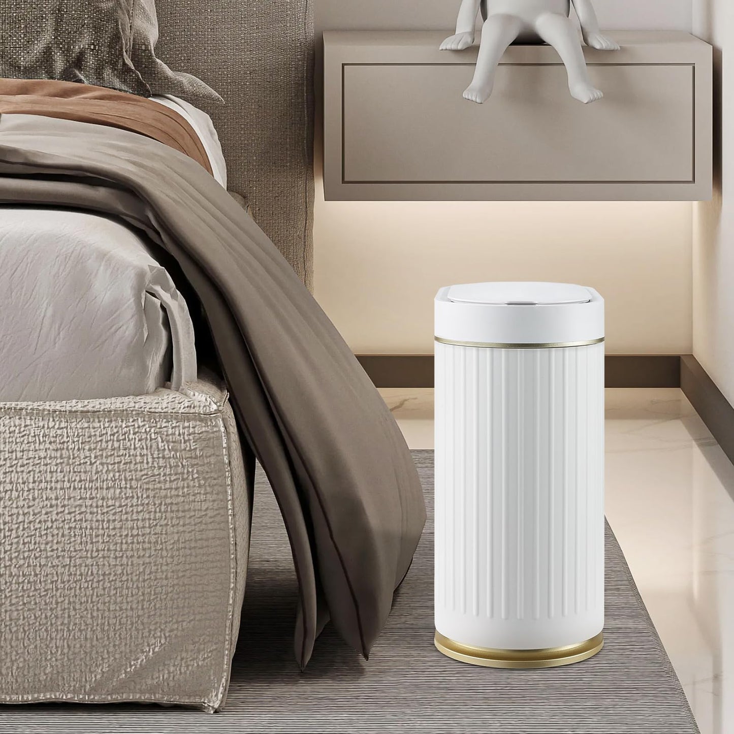 SYNCVIBE Bathroom Trash Can with Lid Automatic 2 Gallon Motion Sensor Garbage Bin, 7.5 Liter Smart Trash Bin Bathroom Decor, Plastic Garbage Can, Narrow Trash Can for Bedroom, Office, Living Room