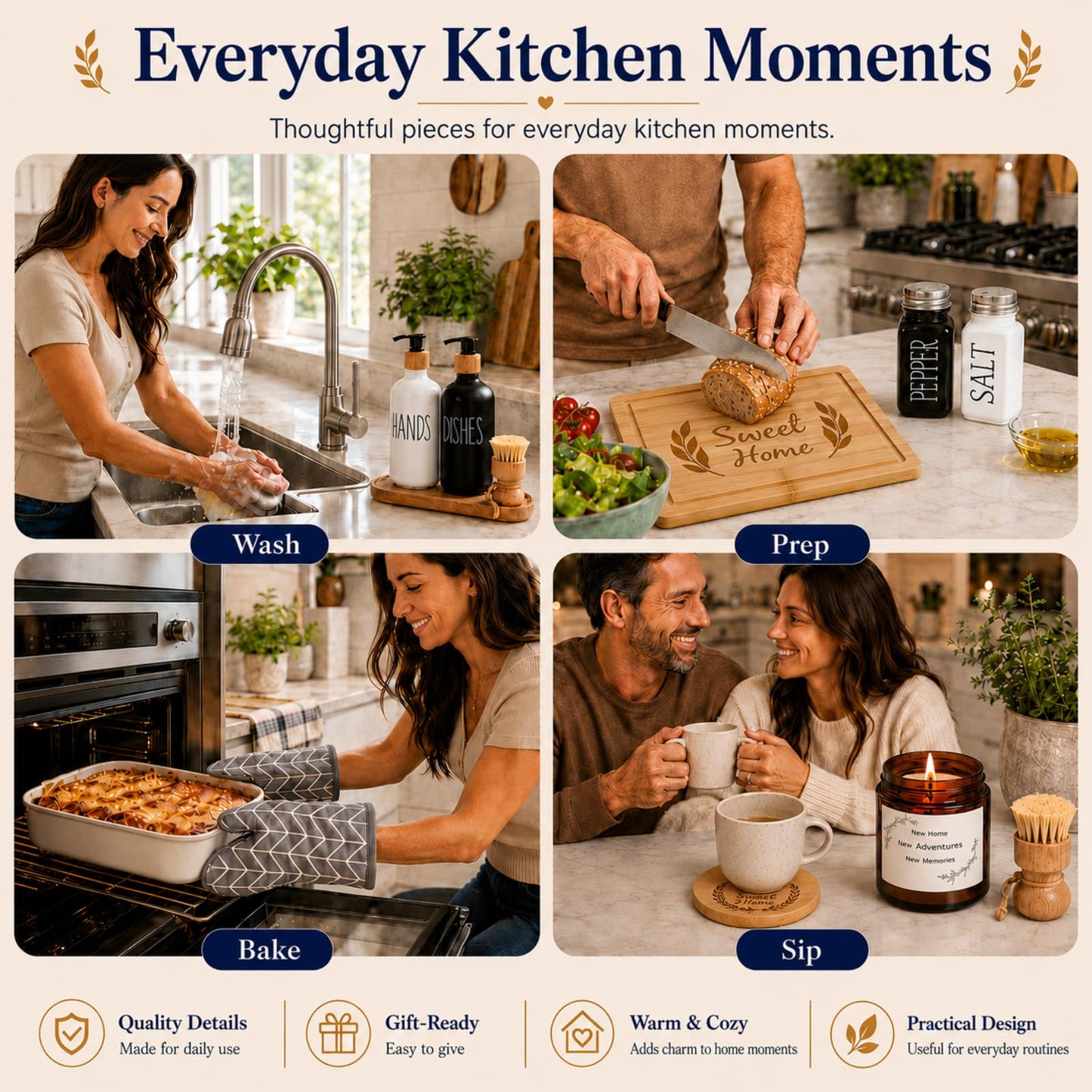 Housewarming Gifts New Home Basket，21-Piece Including Cutting Board, Handwashing Set, and Aromatherapy – Ideal for Housewarming Gift for Couples, New Home Families, and Closing Gifts for Home Buyers