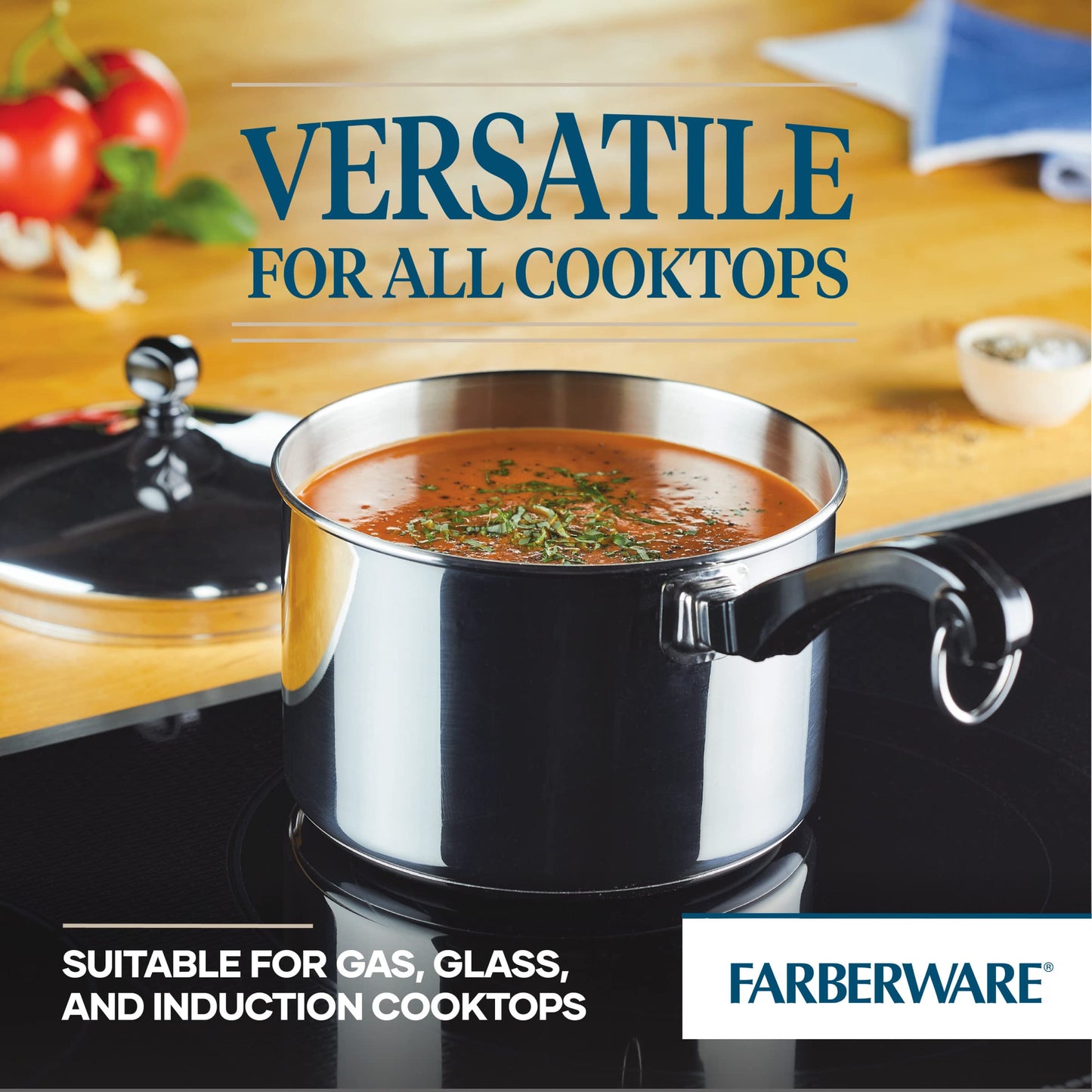 Farberware Classic Series Stainless Steel Sauce Pan with Lid, 3-Quart, Stainless Steel Pans, Induction Cookware