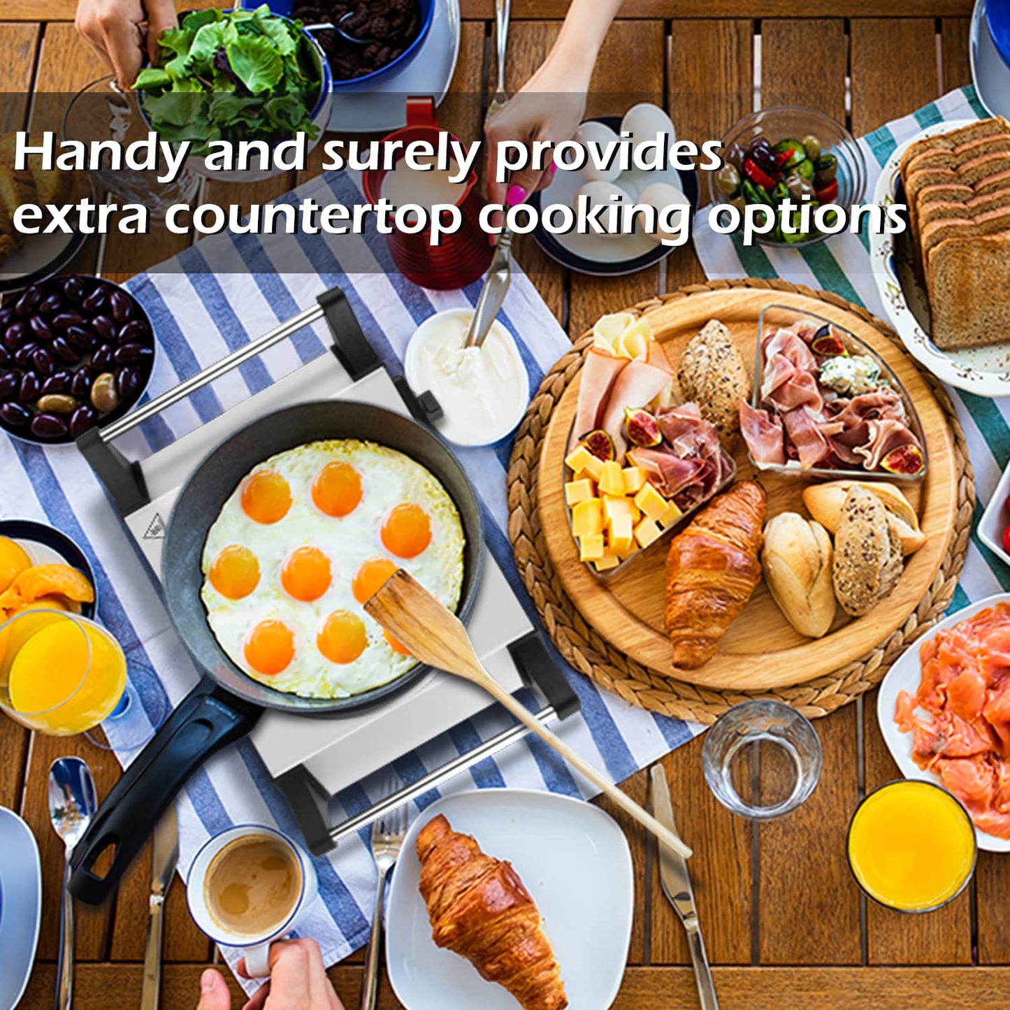 Hot Plate, Techwood Single Burner for Cooking, 1500W Countertop Electric Stove with Adjustable Temperature & Stay Cool Handles, 7.3" Cooktop for RV/Home, Upgraded Version Silver