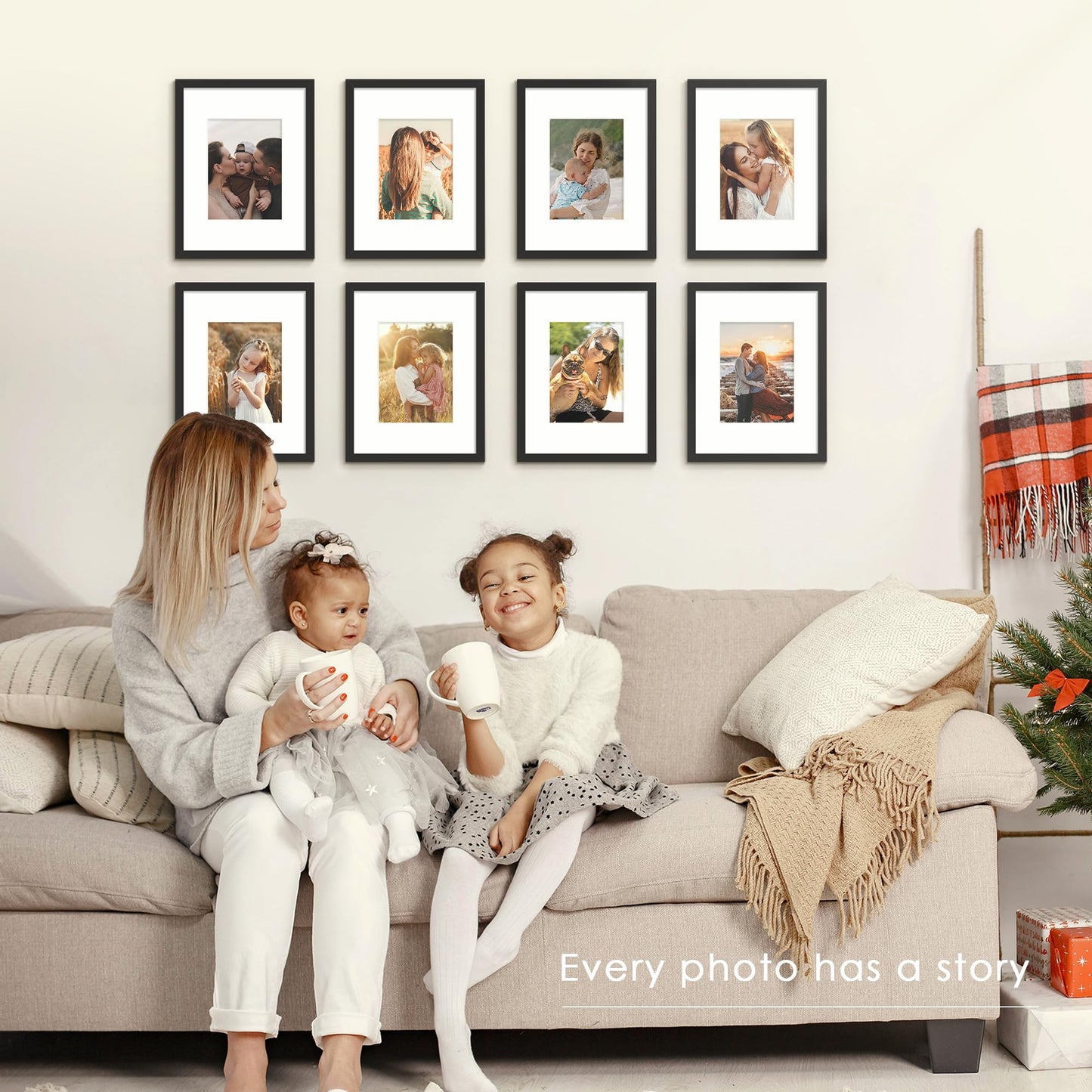 Fisnish 9x12 Picture Frame Sef of 10, Display Pictures 6x8 with Mat or 9 x 12 Without Mat, Photo Frame Collage for Wall Gallery Decor, Wall Mounted, Black
