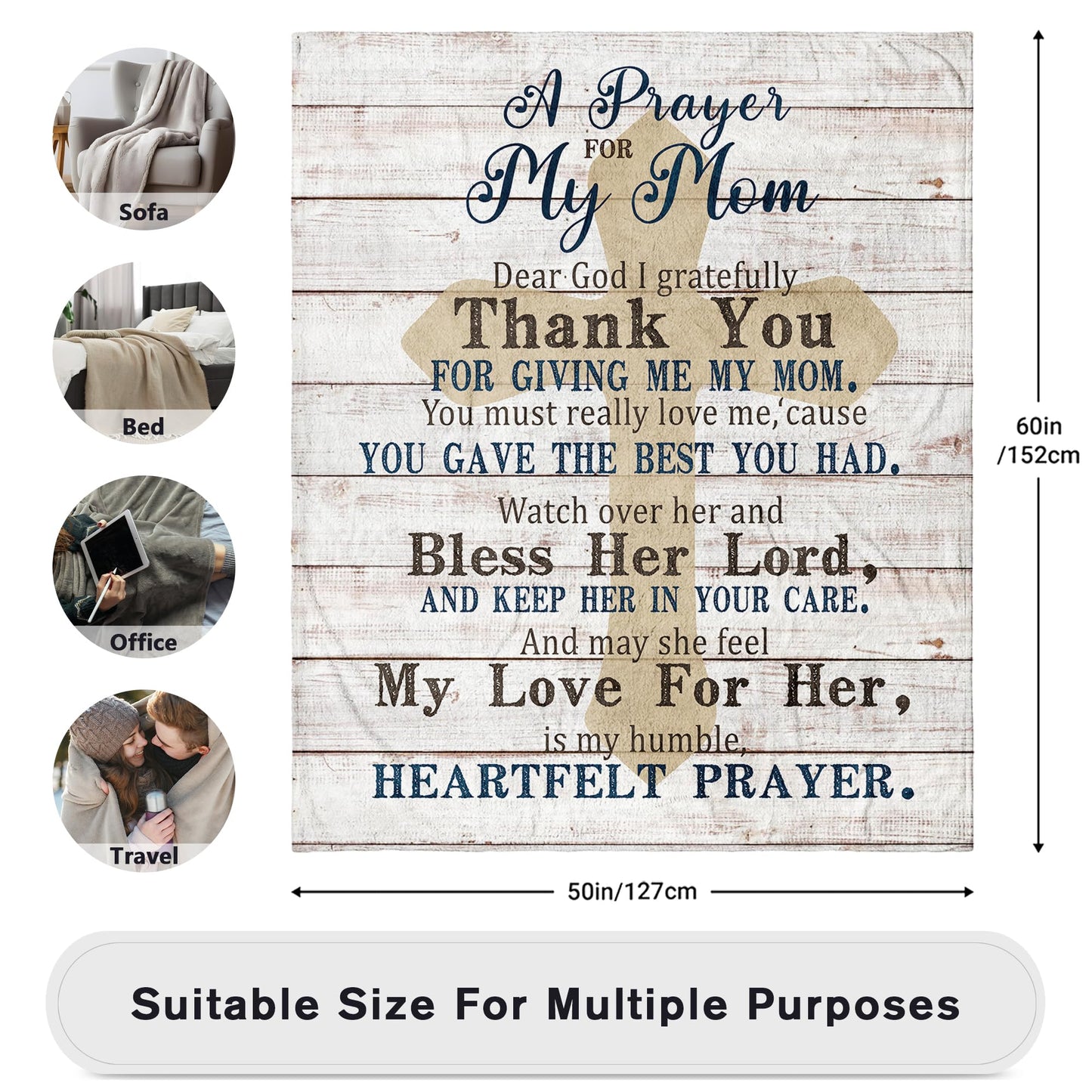 AIYUBOFUN Mom Blanket 60 x 50 inch - Mom Gifts from Daughter, Son - Mother Birthday Gifts - Moms Birthday Gift Ideas - Birthday Presents for Moms