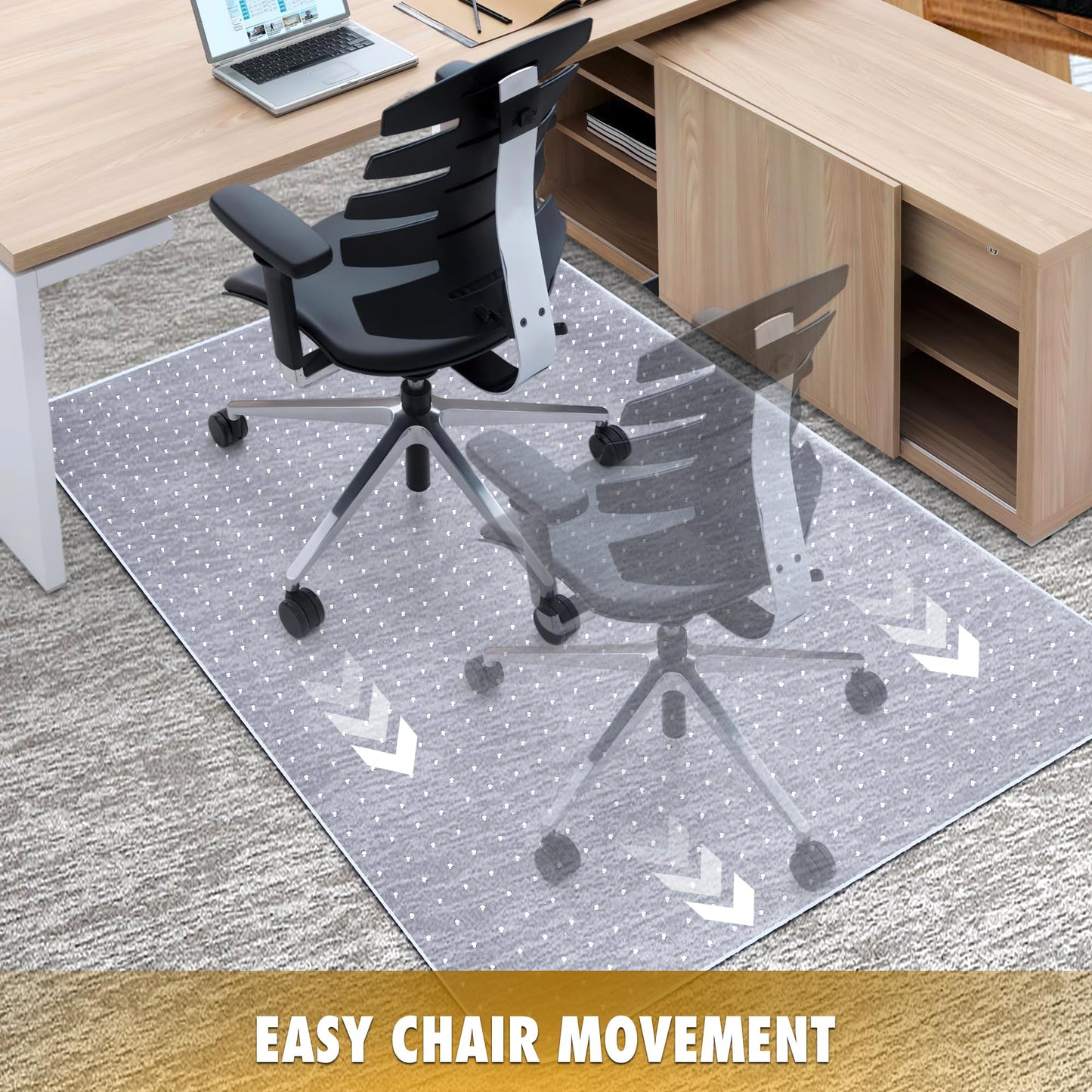 BesWin Heavy Duty Office Chair Mat for Carpet, 32" x 55" Clear Hard Carpet Protector Mat, Anti-Slip Desk Floor Mat for Office Chair on Carpeted Floors, Easy Glide, Ship Flat