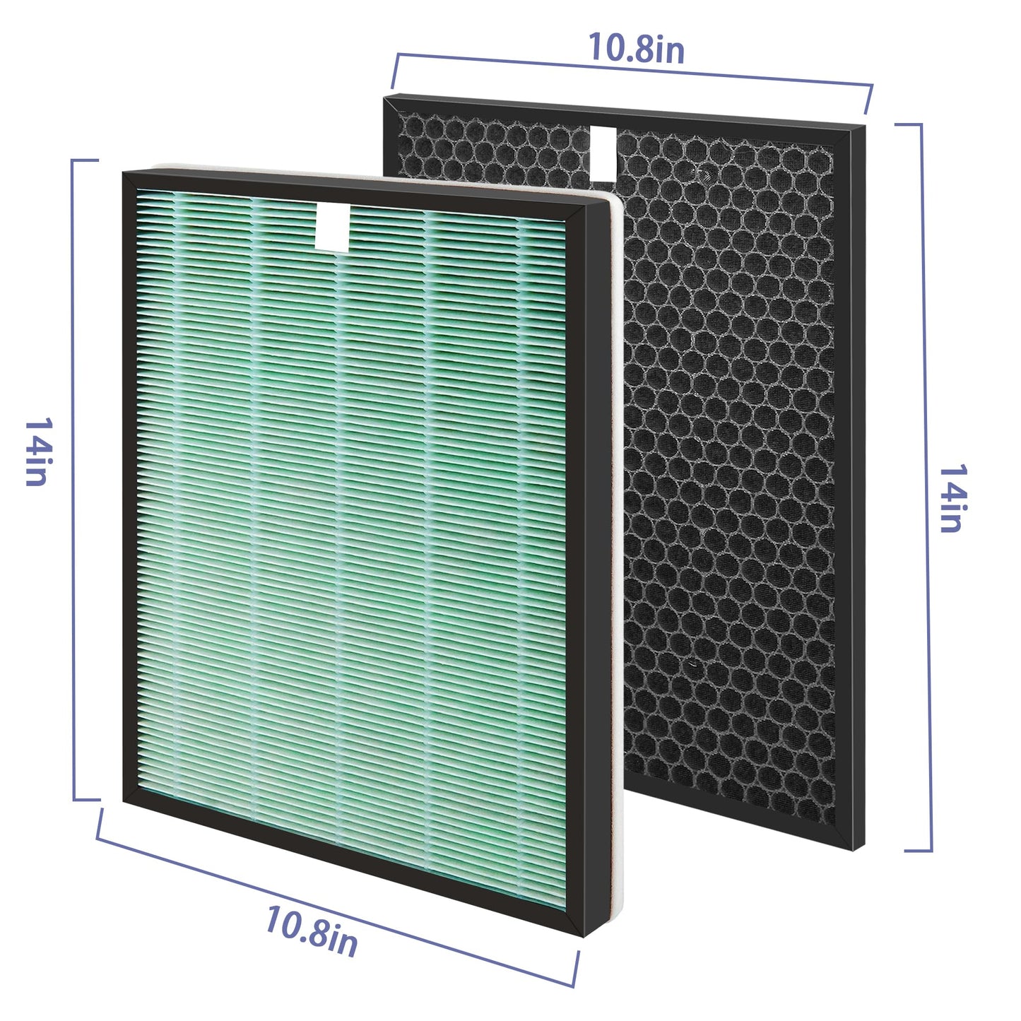 Popurure SPA-550A Filter Replacement Compatible With Rabbit Air BioGS 2.0 Air Purifiers, Model SPA-550A and SPA-625A, 2 True HEPA(H13) Filters + 2 Activated carbon Filters