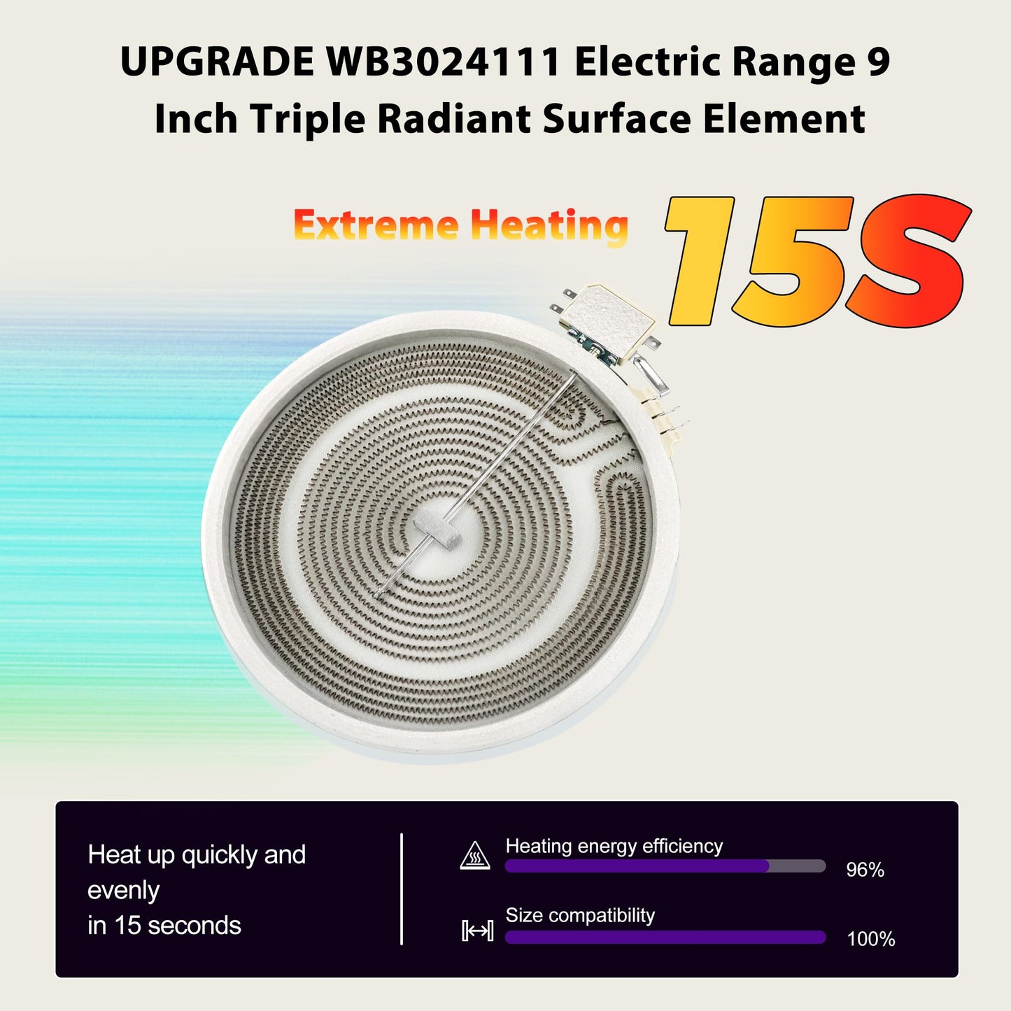 9" WB30X24111 Surface Element Compatible with GE Electric Cooktop and Range - 9 Inch Dual Radiant Heating Replace AP5989975 PS11729126 EAP11729126 4465256, by PANDEELS