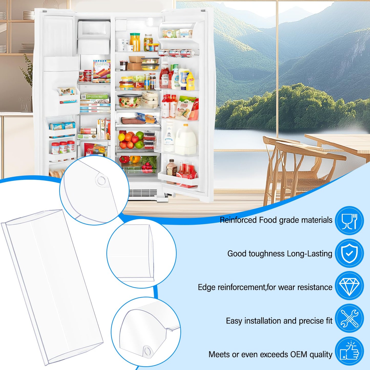 2026 UPGRADED WP2256101 Refrigerator Dairy Door Bin Cover,Compatible with Whirlpool/Kenmore Refrigerator Door Shelf Bin Replacement WRS311SDHM02/05 WRS315SDHM12 WRS325SDHZ01 Fridge Door Shelves Cover