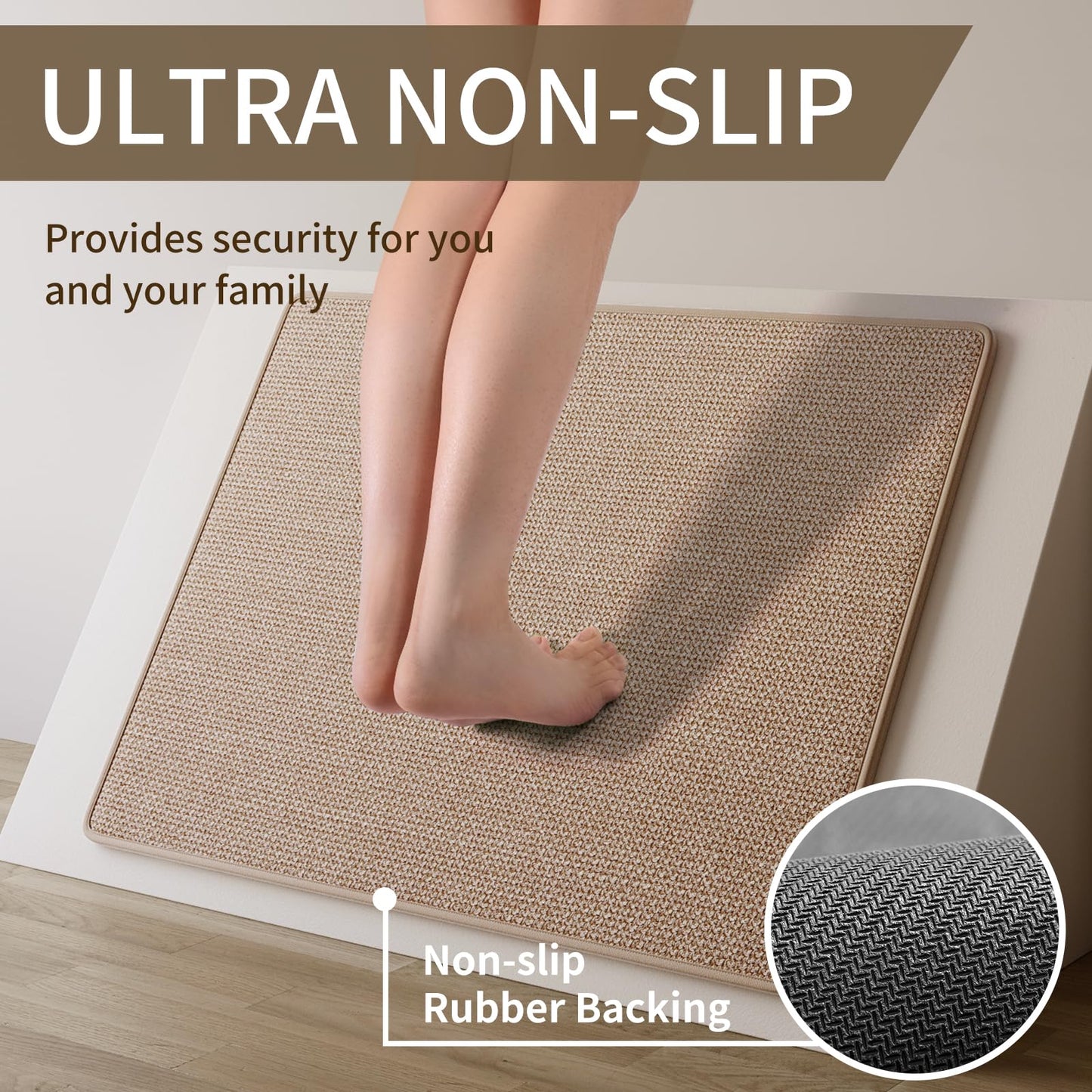 YDKGL Kitchen mats for Floor, Water and Oil Absorbent Runner Rugs for Kitchen, Kitchen Mat in Front of Sink,Non-Slip and Washable Kitchen Rugs,Braided Quick Dry Kitchen Standing Mat 17x47 Brown