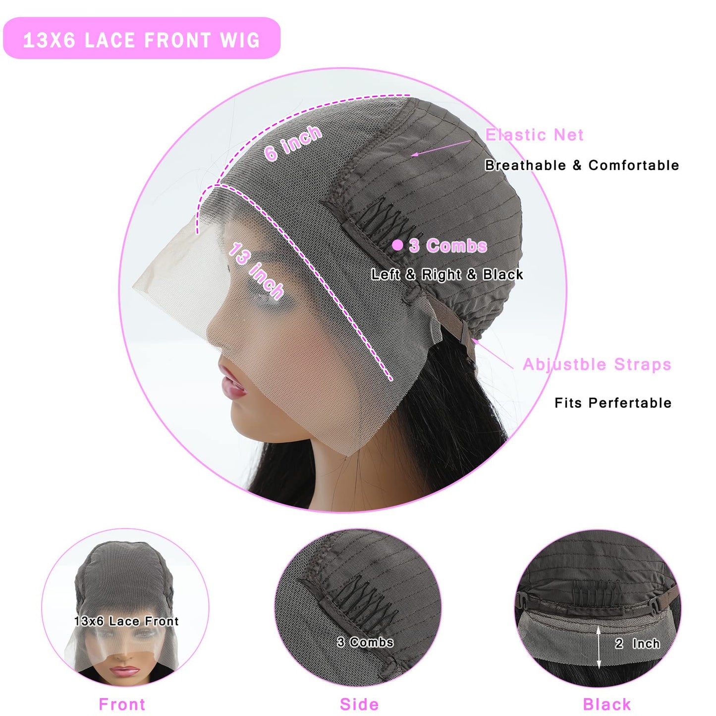 13X6 Lace Front Wigs Human Hair Pre Plucked With Baby Hair 30 Inch Straight Lace Front Wigs Human Hair 180 Density Glueless Transparent HD Lace Frontal Wigs Human Hair for Women Natural Black Color