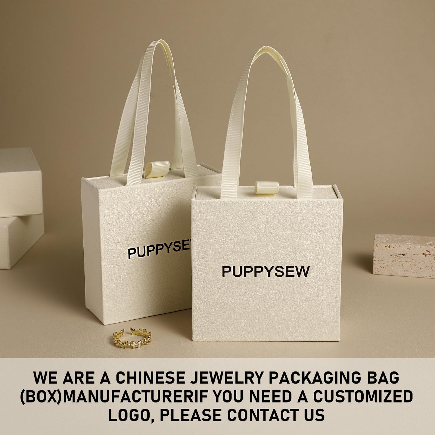 40 pcs paper boxes 9 x 9 x 3.5 cm, beige luxury gift storage, jewelry gift storage box suitable for earrings necklaces bracelets rings
