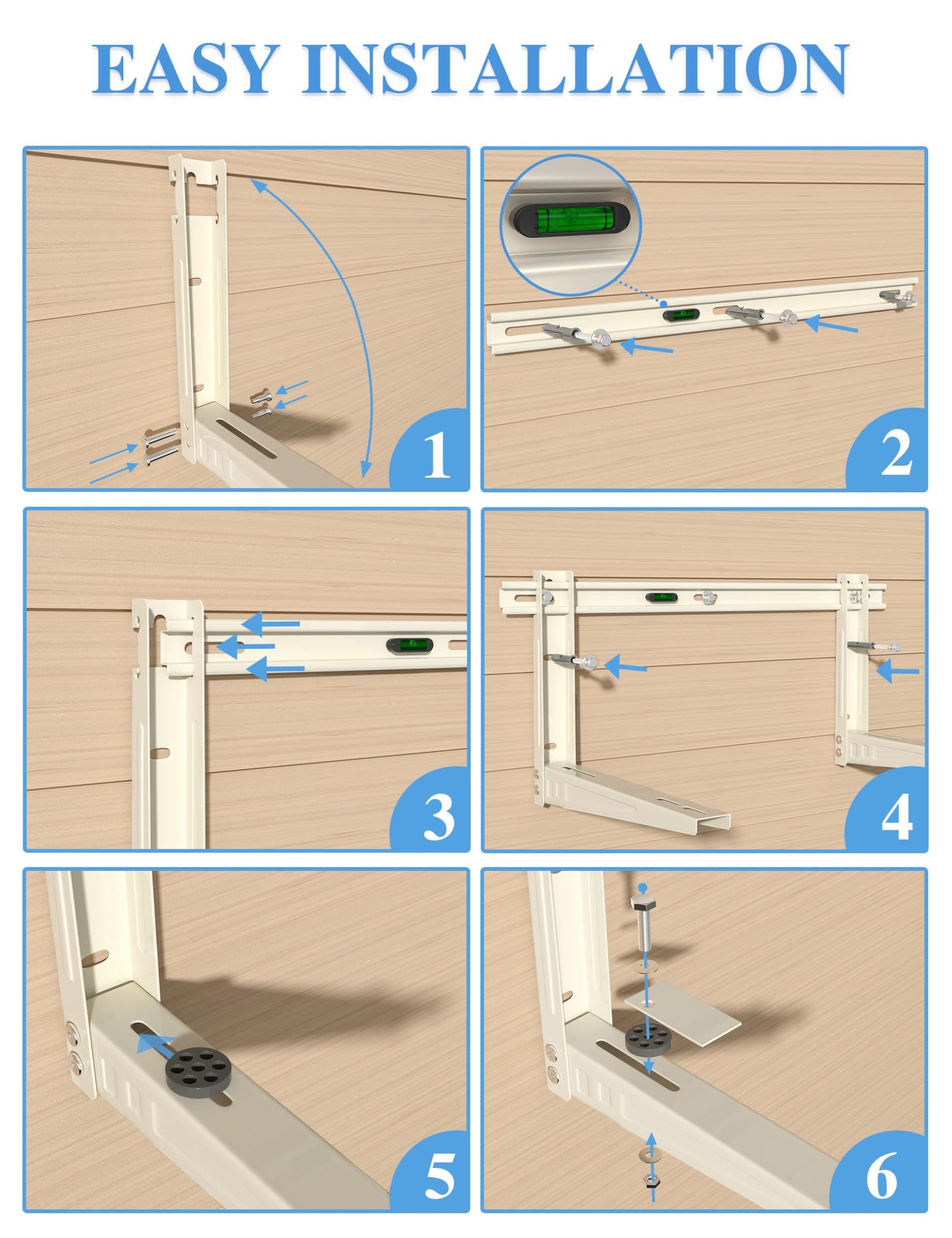 Mini Split Wall Mounting Bracket Outdoor, for 7000-12000 BTU Universal Ductless Air Conditioners, Heat Pumps, Heavy-Duty Mini Split AC Mount, Foldable Mini Split Bracket Max 400 Lb Capacity