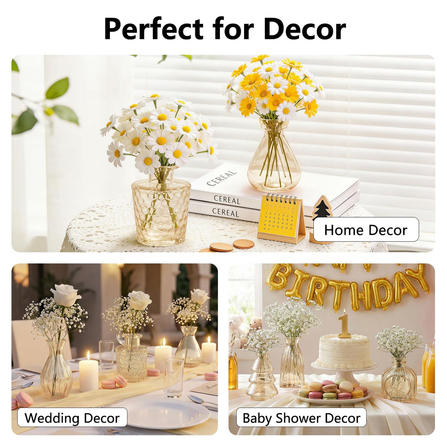 RUCKACE Bud Vases in Bulk 22 Gold Glass Small Vases Flower Vase for Centerpiece Table Wedding Decorations Home Decor Party