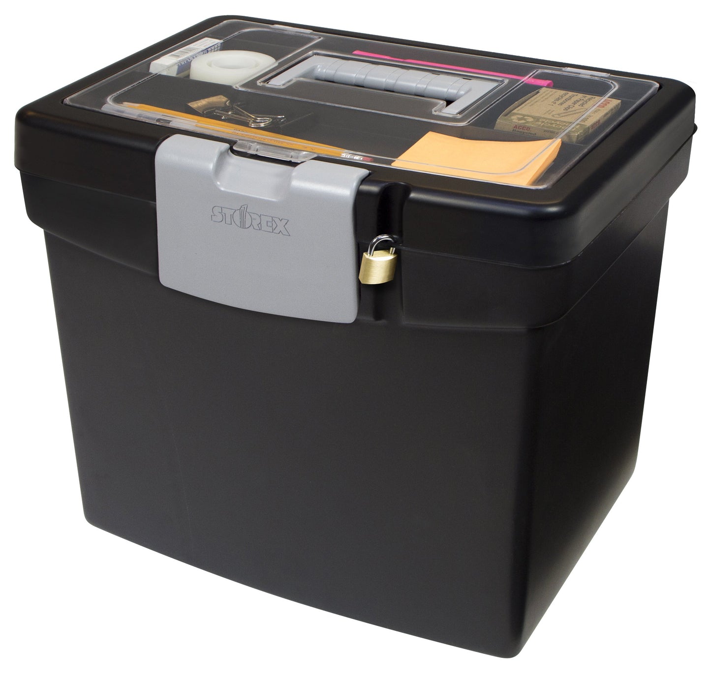 Storex File Storage Box with XL Storage Lid, Black, 2-Pack