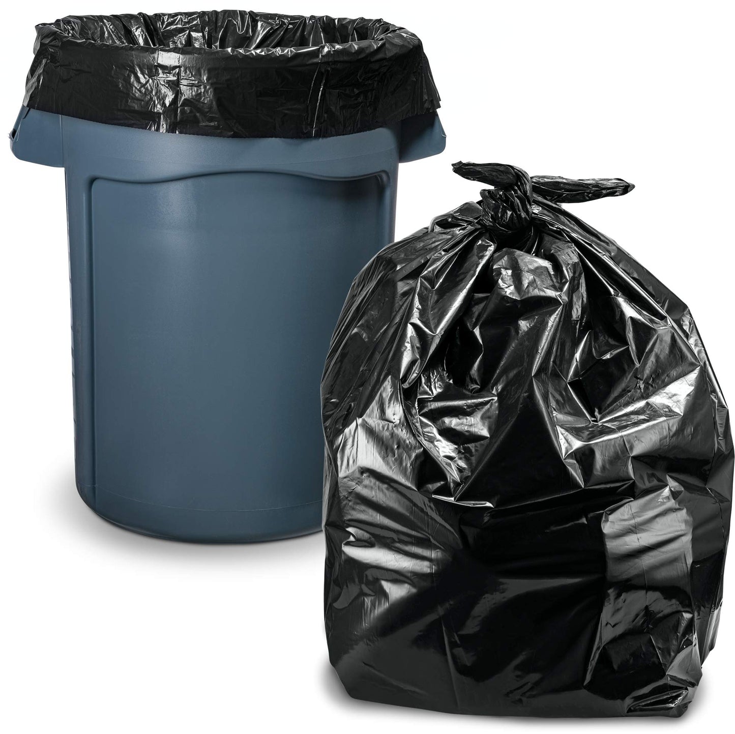 Tasker 45 Gallon Trash Bags, (Value-Pack 100 Bags w/Ties) Extra Large Black Garbage Bags - 39 Gallon - 40 Gallon - 42 Gallon - 44 Gallon - 45 Gallon Large Trash Bag Can Liners Capacity