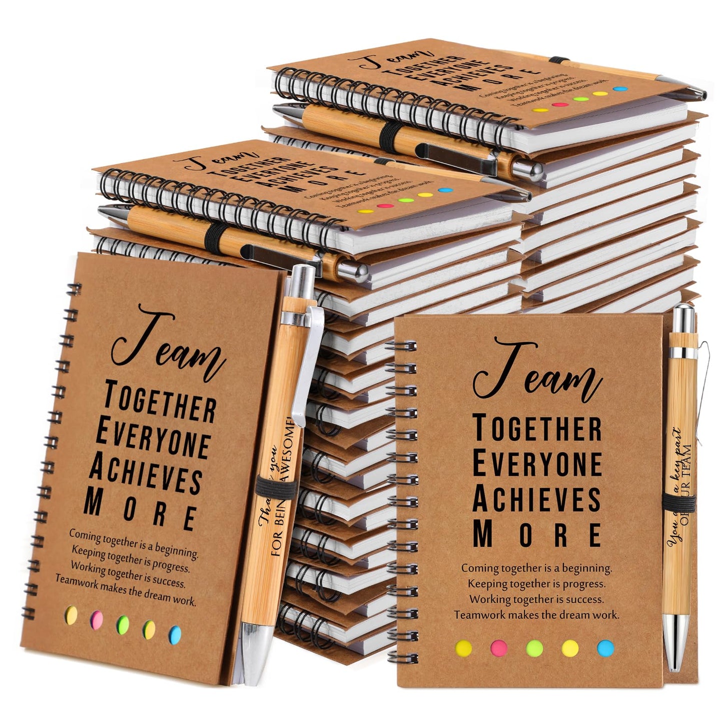 Jetec Inspirational Notebook Bulk Employee Appreciation Gift Motivational Notebook with Pen and Sticky Notepad Thank You Gifts for Nurses Coworkers Groups Teachers(25 Sets,Team)
