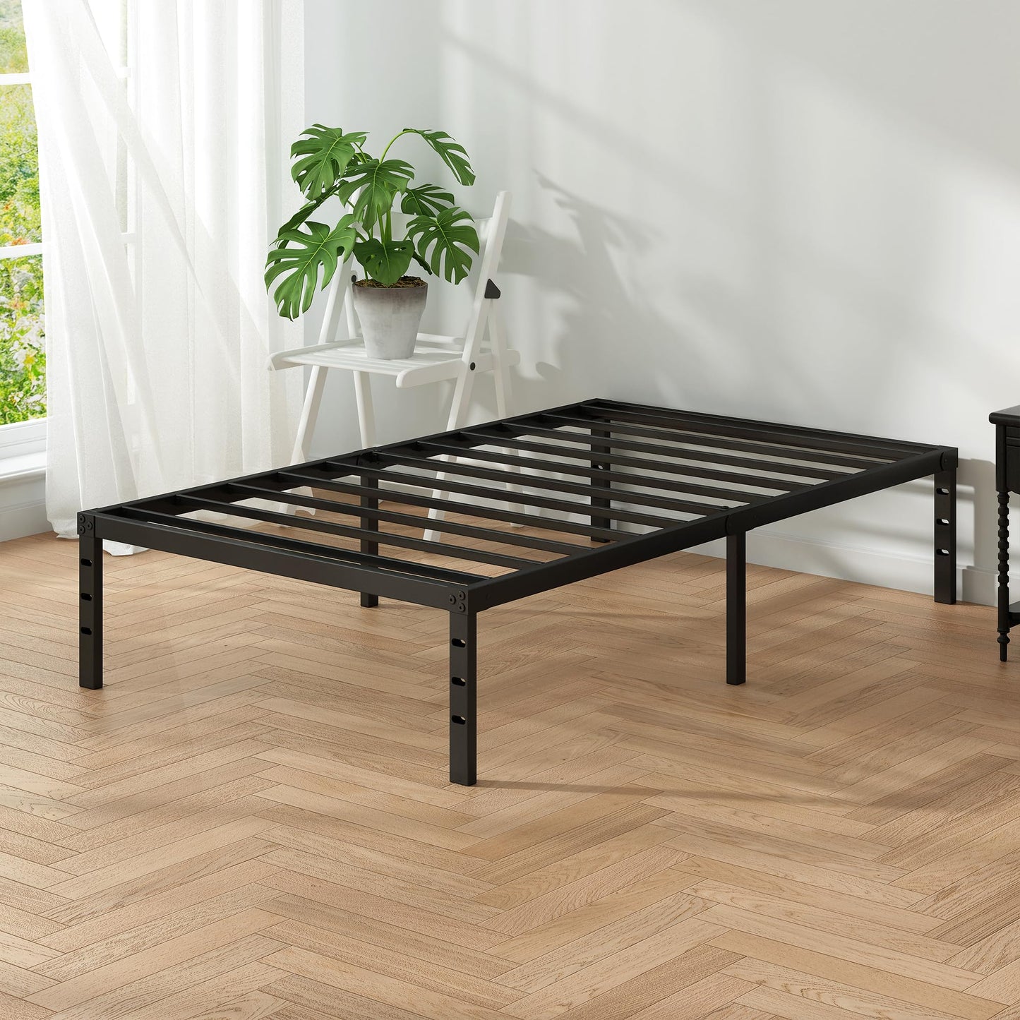 Chroark Metal Platform Bed Frame Twin Size, 18 Inch Height with Heavy Duty Steel Support, No Box Spring Needed, Easy Assembly and Underbed Storage,Black