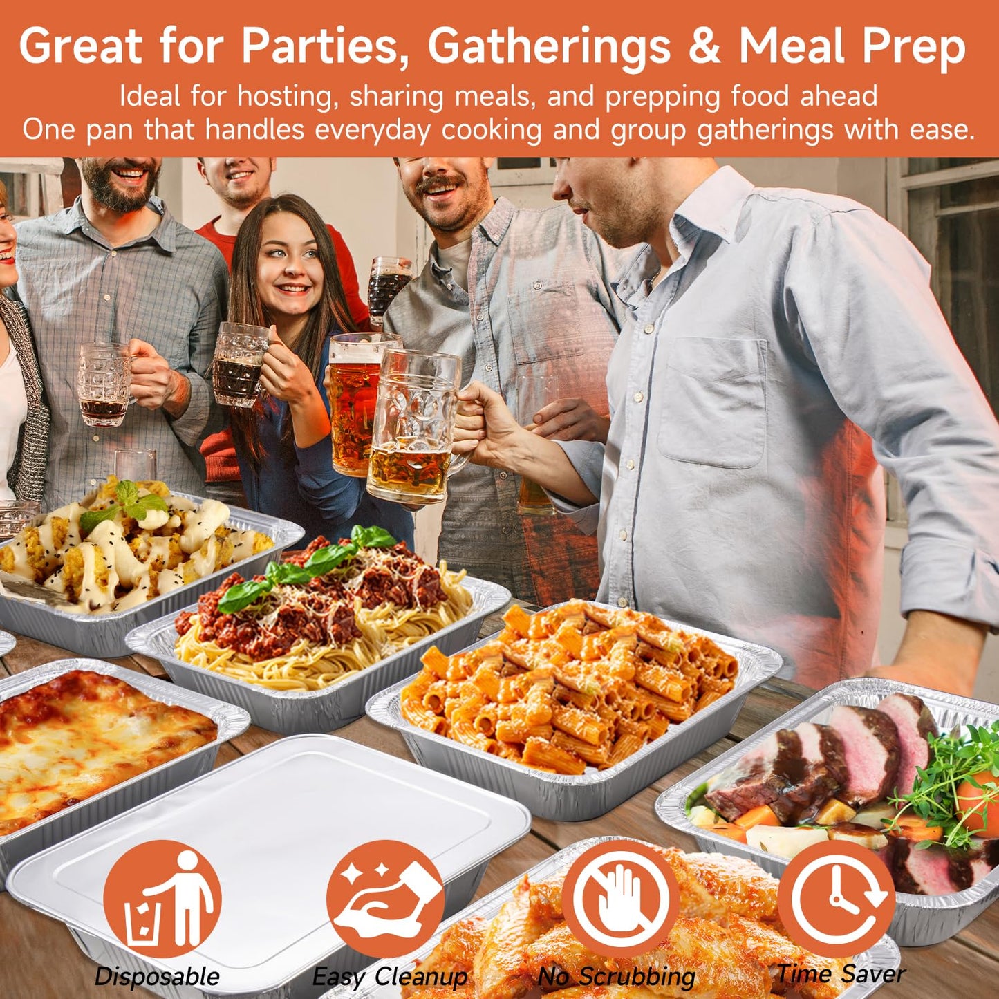 Lideropa 9x13 Aluminum Pans (30 Pack) – Disposable Half Size Aluminum Foil Pans for Cooking, Baking, Meal Prep, Parties & Food Storage