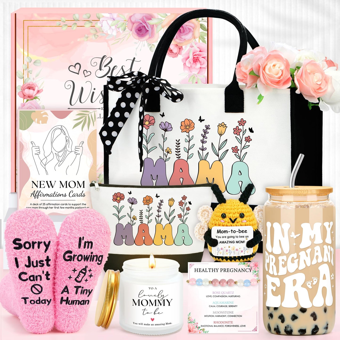 Pregnancy Gifts for Expecting Moms Pregnant Mom To Be Gift Basket First Time Mom Gifts for Pregnant Women Friend Pregnancy Announcement Must Haves Essentials Presents for Mommy Mother To Be New Mama