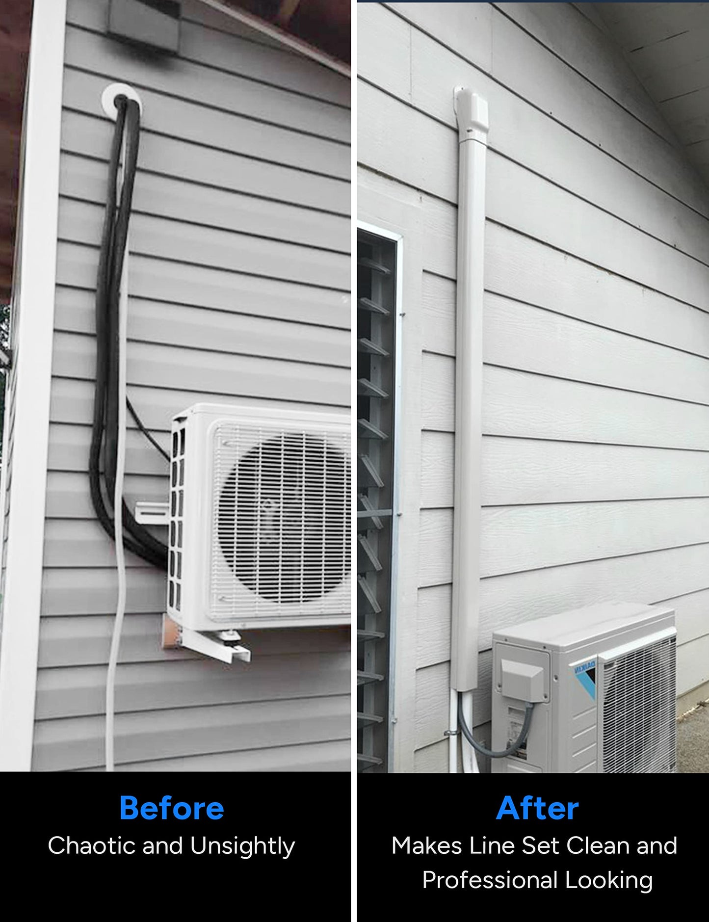 Toutgood 3'' 14Ft Mini Split Line Set Cover Kit for Minisplit Ductless Linset Air Conditioners and Heat Pumps, Central AC Decorative Upgraded UV-Proof Strong & Durability PVC Pipe