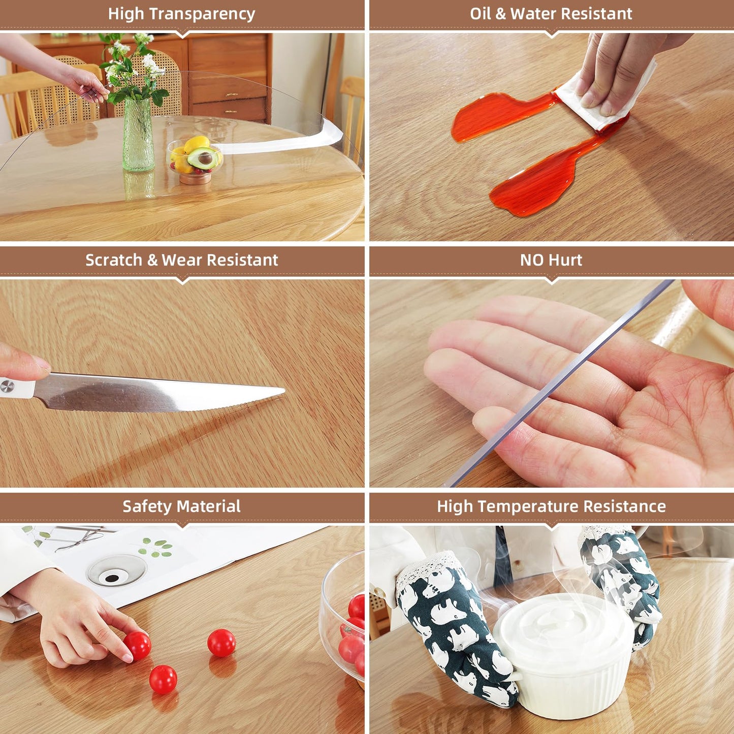 Warmstar Clear Table Protector 2mm Thick, Dia.48 Inch Round Table Cover Protector, Plastic Table Cover, Clear Desk Mat Desk Pad, Desk Protector Mat for Coffee Table, Writing Desk, Dining Room