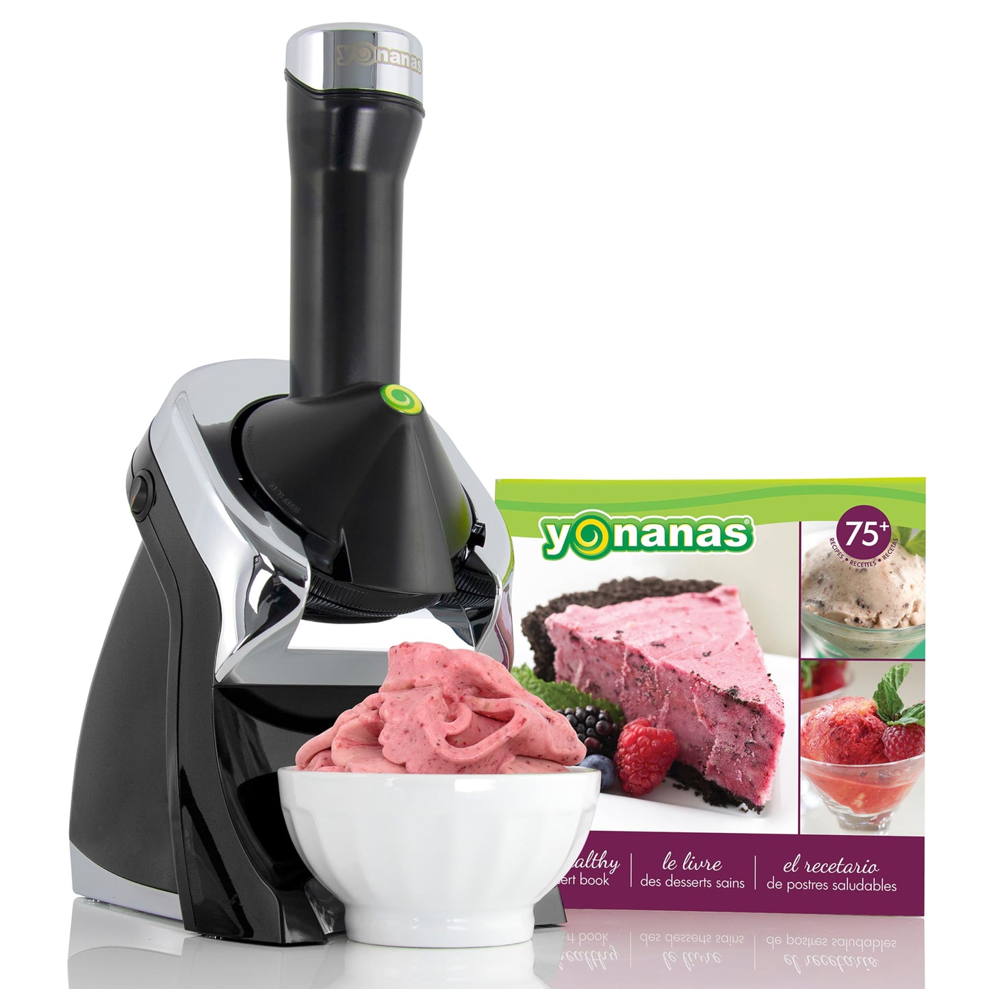 Yonanas 988BK Deluxe Vegan, Dairy-Free Frozen Fruit Soft Serve Maker, Includes 75 Recipes, 200 W, Black