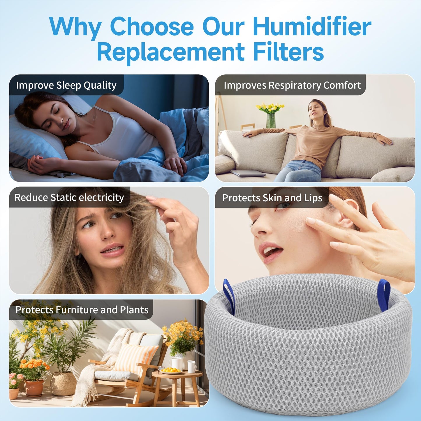 XBWW 2 Packs Replacement Wick Filter for Blueair Dreamwell H38i and H76i Humidifier, 1 Gallon/2 Gallon Option, Beige/Grey