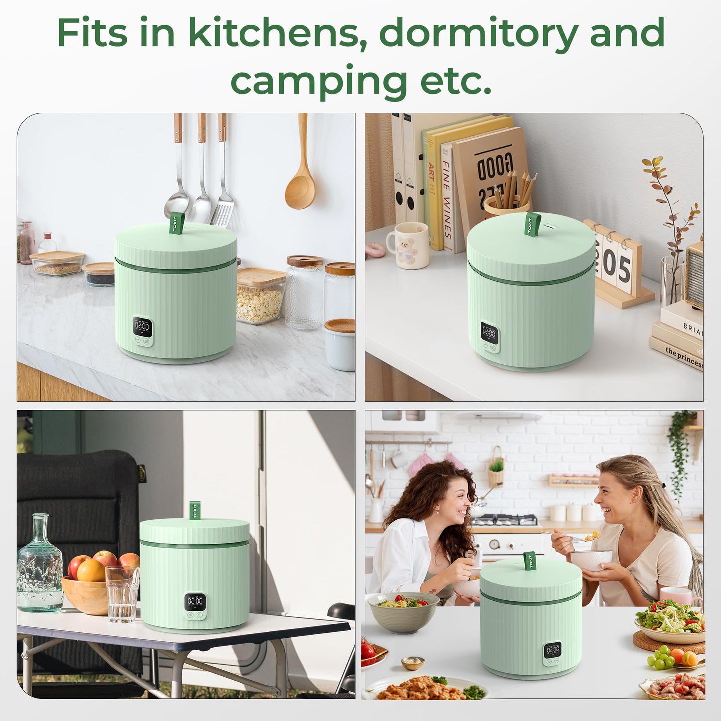 Compact Mini Rice Cooker Small Kitchen 3-Cup (Uncooked) / 6-Cup (Cooked), Non Stick Ceramic Inner Pot Rice Maker, 24H Timer Delay, Auto Keep Warm, 8 Functions Multicooker For Brown Rice, Steam, Soup