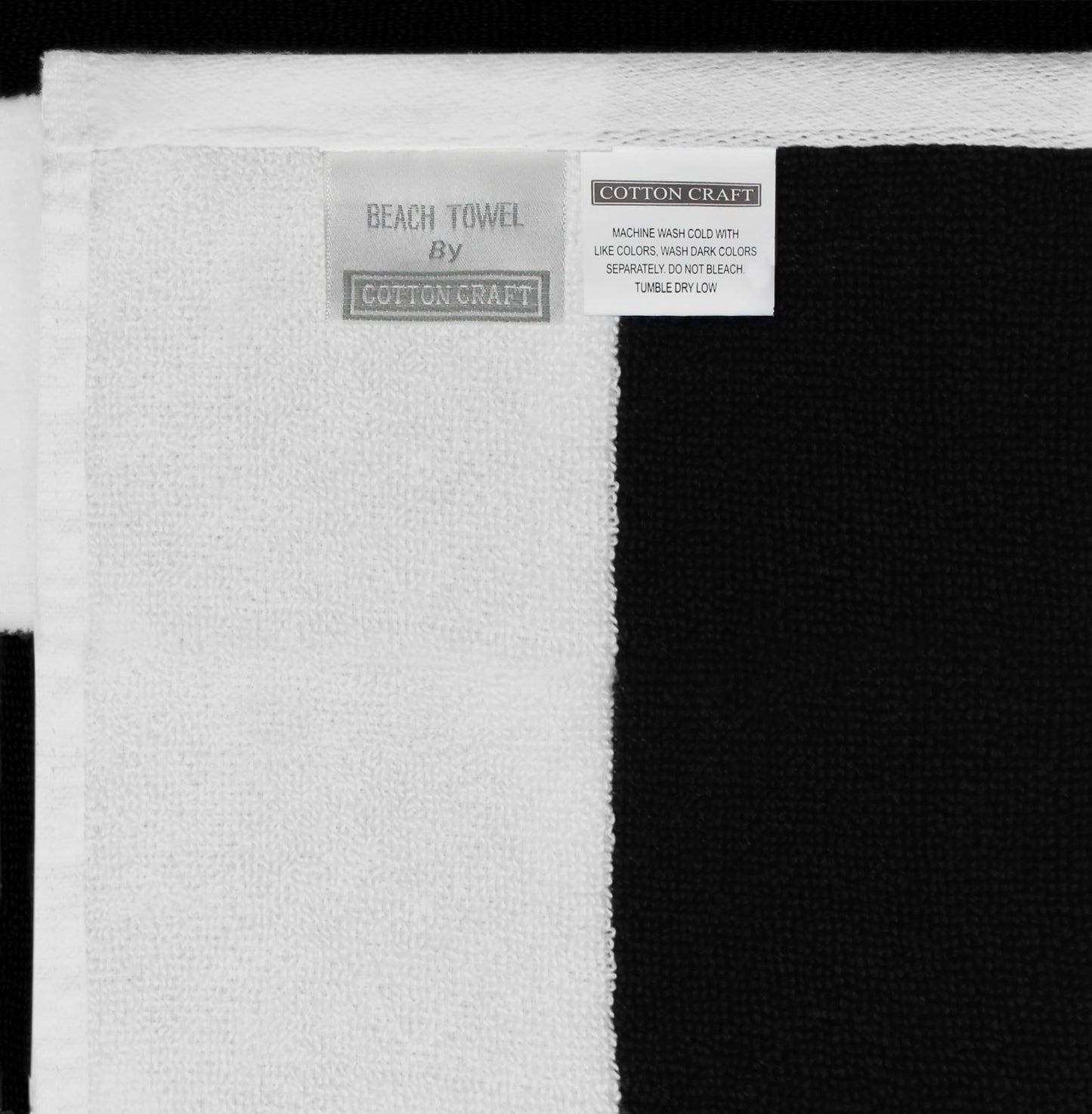 COTTON CRAFT Oversized XXL Beach Towel - 2 Pack 35x84 - The Big Kahuna 7 Foot Extra Large Beach Blanket Towel - Big & Tall - Huge 100% Cotton Velour Soft Luxury Pool Bath Towel - Cabana Stripe Black