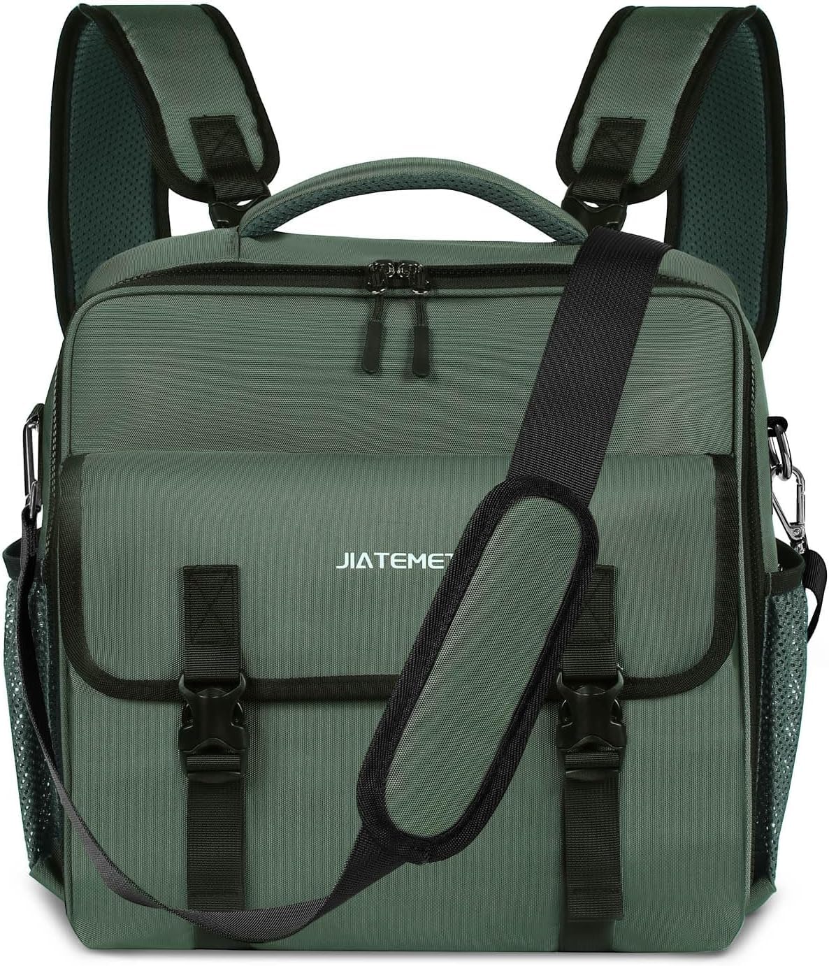 3 Ring Zipper Binder Bag for 700+ Sheets Capacity Detachable Backpack Straps & Shoulder 14 Inch Laptop for and Office (Green)