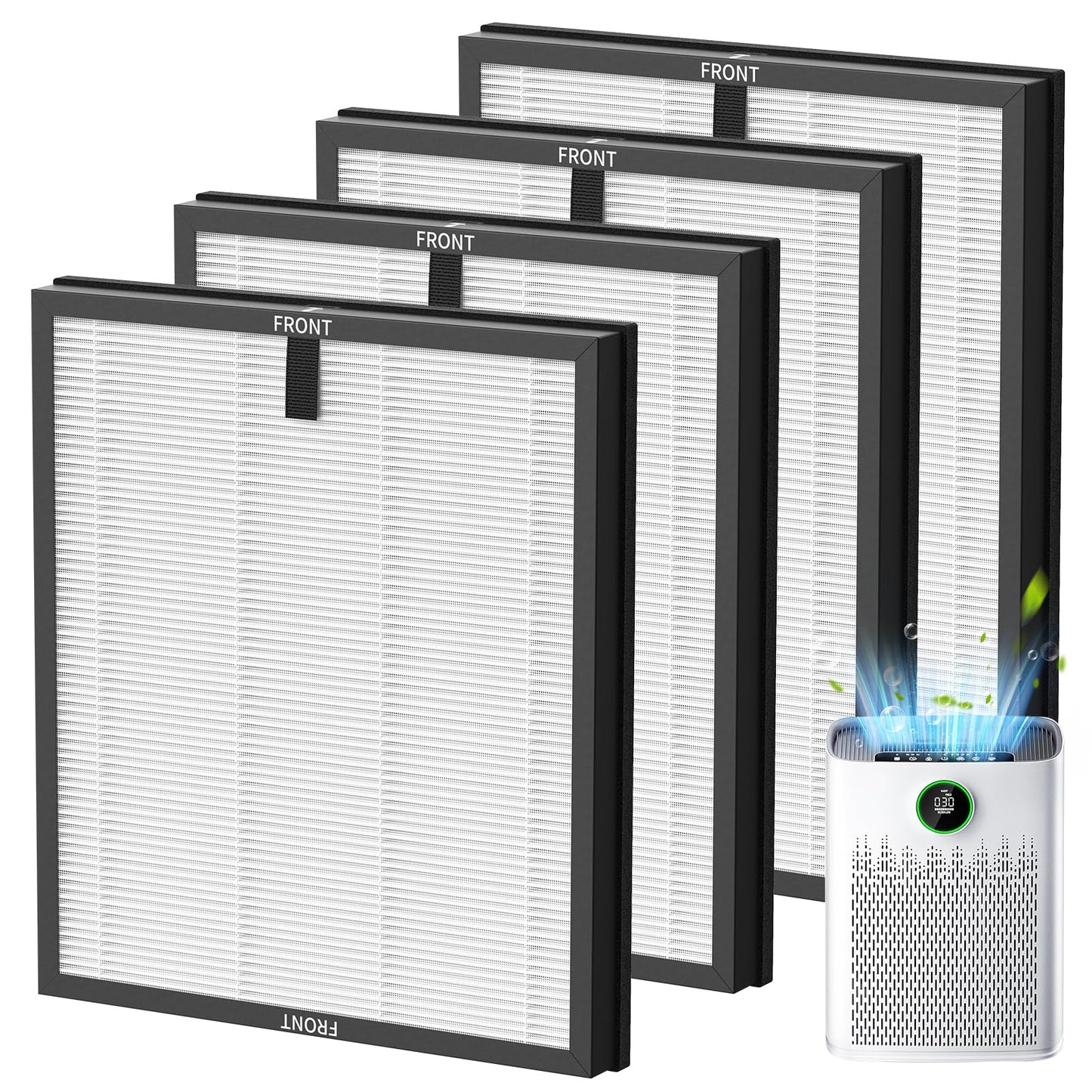 4-Pack HAP603 Replacement Filter Compatible With ECOSELF HAP603 & HAP603WF Air Purifier, 3-IN-1 Hepa Filter with Activated Carbon for Home Office, # RFHAP603, White