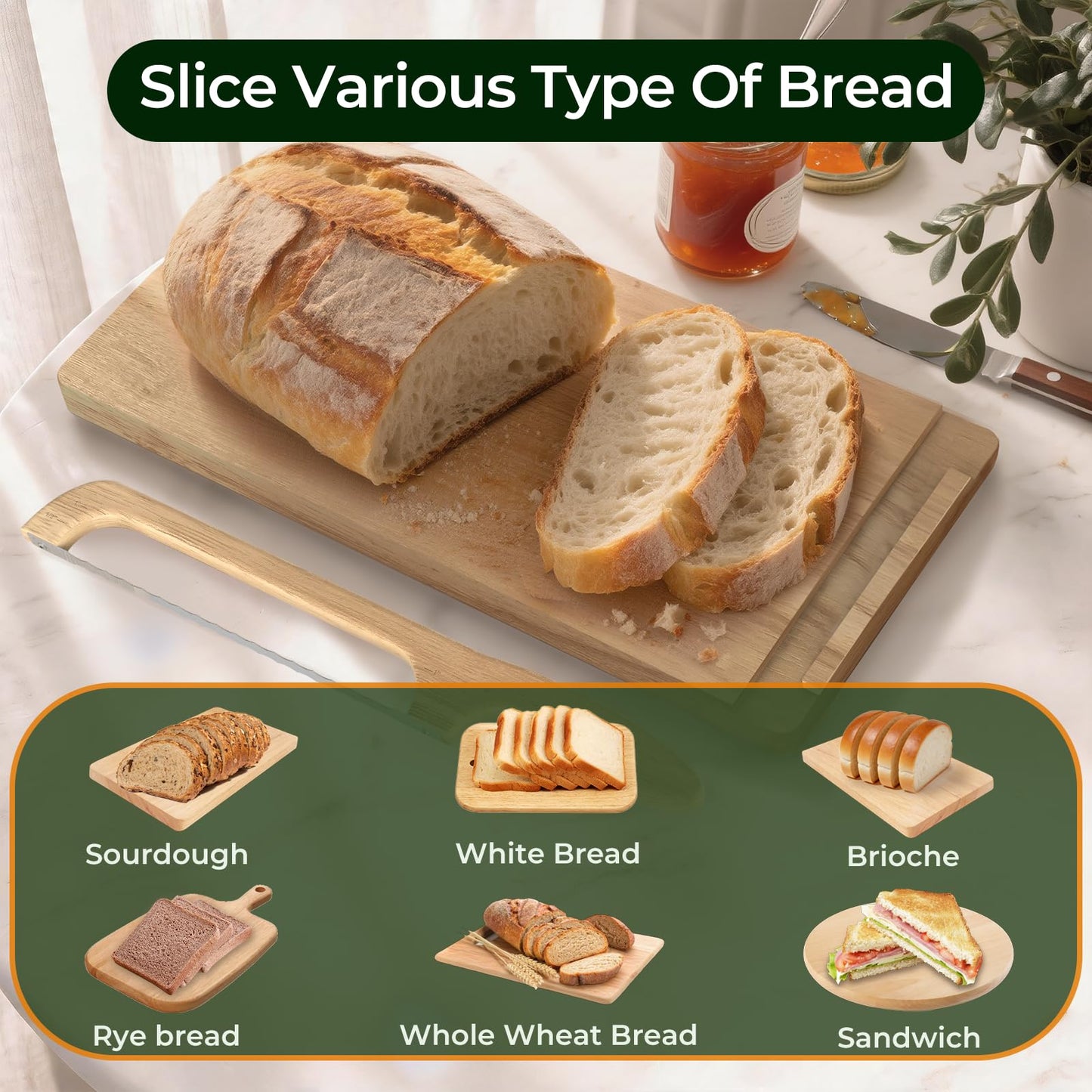 Upgrade Bread Bow Knife and Board Set,Sourdough Bread Slicer and Bread Cutting Board with Magnetic Storage,Space-saving,Right & Left Handed,Perfect for Bagels,Homemade,Ideal Baking Gifts for Woman