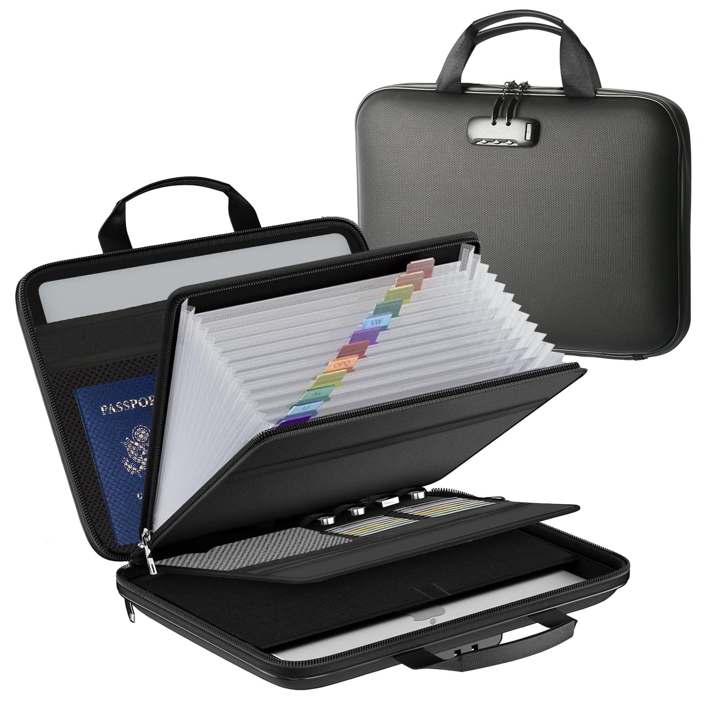 Fireproof Document Box with Lock, Portable Hard-Shell Case Fireproof File Box for Documents, Waterproof File Bag Organizer for Important Documents/Certificates/Laptop/for Home or Travel