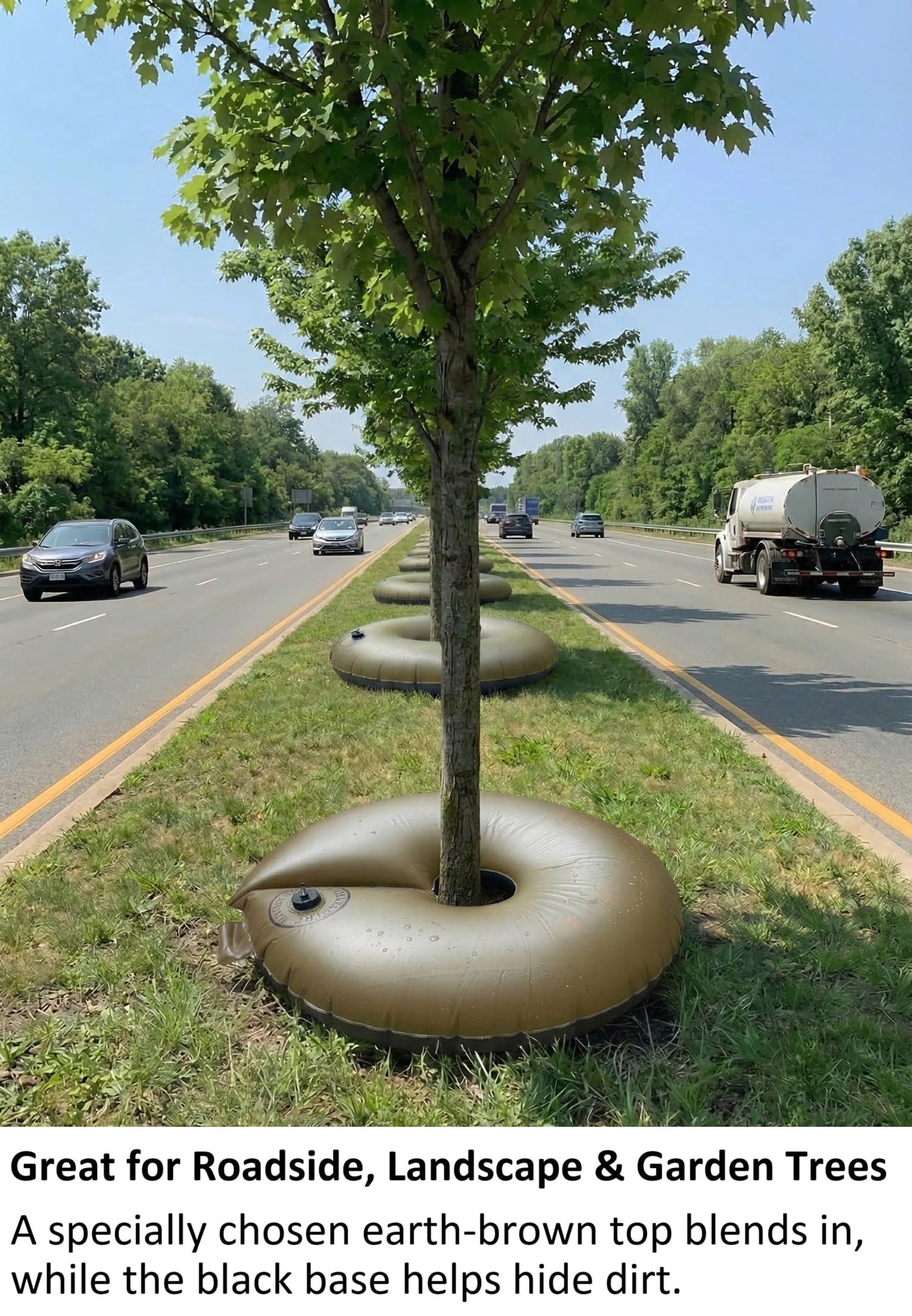12+ Hours Slow Release Ring-Style Tree Watering Bag - 15 Gallon Watering Ring for Trees, Discipline Essentials (2 Pack, Brown/Black)