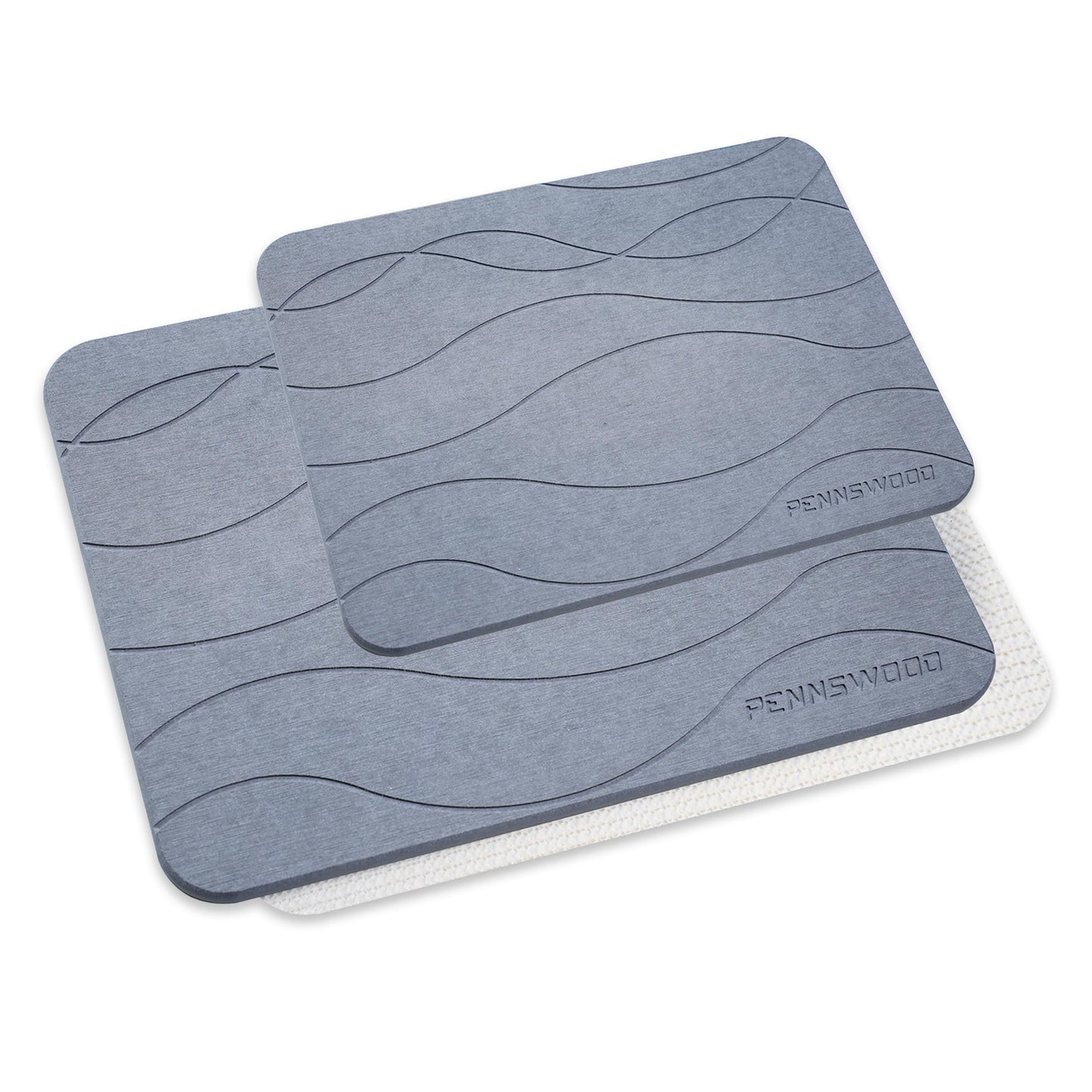 Stone Dish Drying Mat for Kitchen Counter, 2 Pack Large Stone Drying Mats (24"x16" + 16"x12"), Ultra Absorbent Diatomaceous Earth Kitchen Counter Drying Mat, Quick Dry, Non Slip