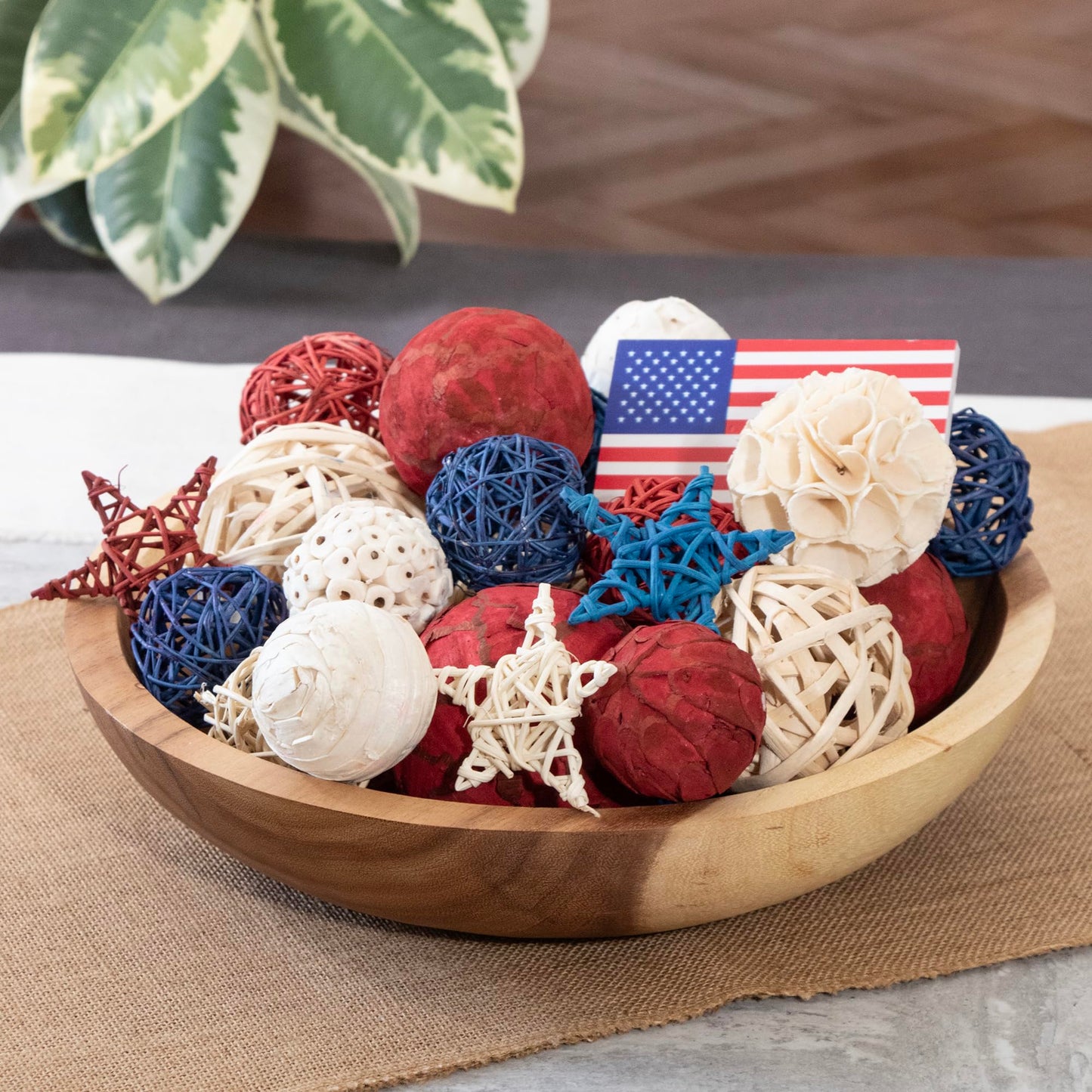 ANDALUCA American Flag Decorative 4th of July Large Vase Filler Bag with Orbs, Decorative Balls (Red, White & Blue)