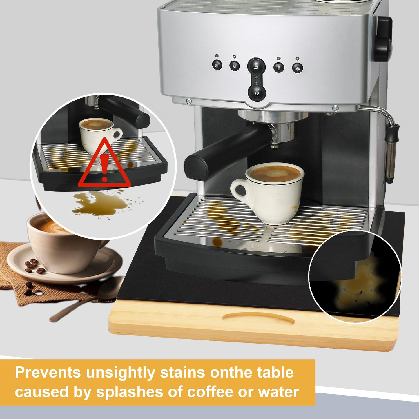 MinBoo Bamboo Appliance Slider,Sliding Tray for Coffee Maker, Kitchen Countertop Appliance Rolling Tray,Slides Easily from Under The Cabinet,Wide - Large (16" Wx13 D)