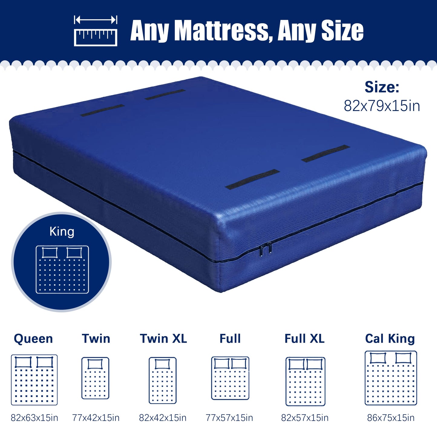Cosy Family Mattress Bags for Moving with 8 Handles - 170GSM Extra-Thick Mattress Bag for Moving Supplies - Reusable Mattress Cover Protector Storage with Zipper, Blue, King