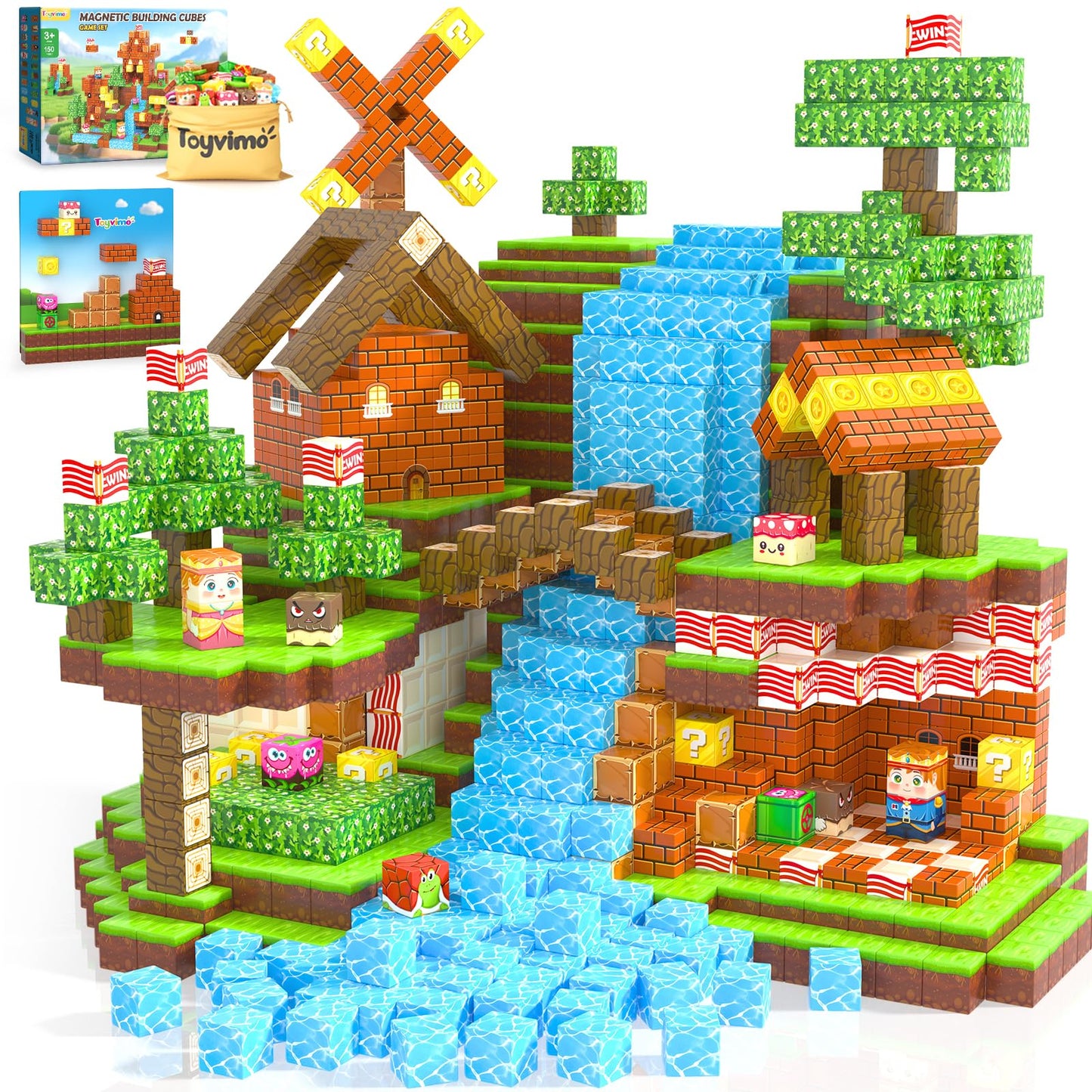 150 PCS Magnetic Blocks: Magnet Toys for Kids Ages 3+, STEM Sensory Building Cubes for Toddlers, Magnetic Tiles for 3-12 Boys & Girls Years Old, Stacking Game Toy for Travel Birthday Gifts