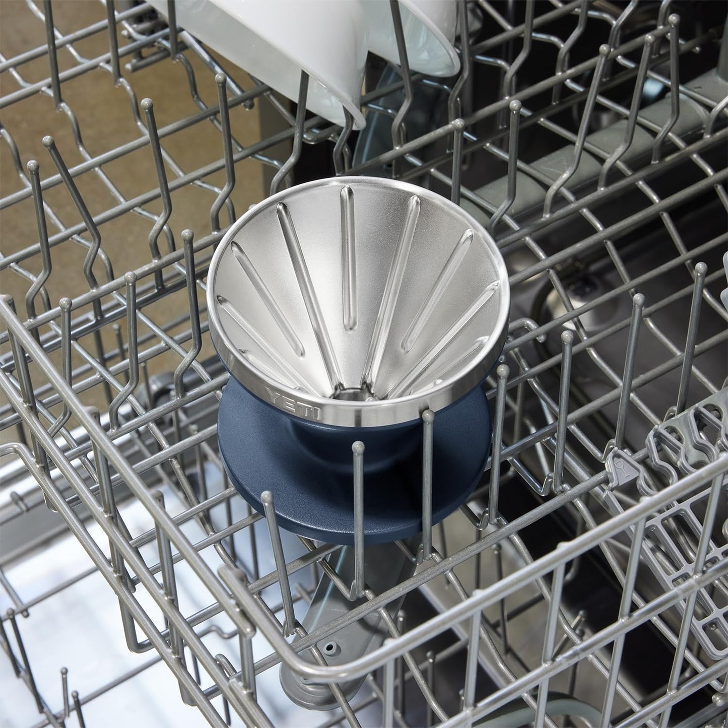 YETI Pour Over Coffee Maker Accessory Ramblers, Designed for Perfect Coffee Extraction Anywhere, Stainless Steel, fits any V60 Filter, Navy