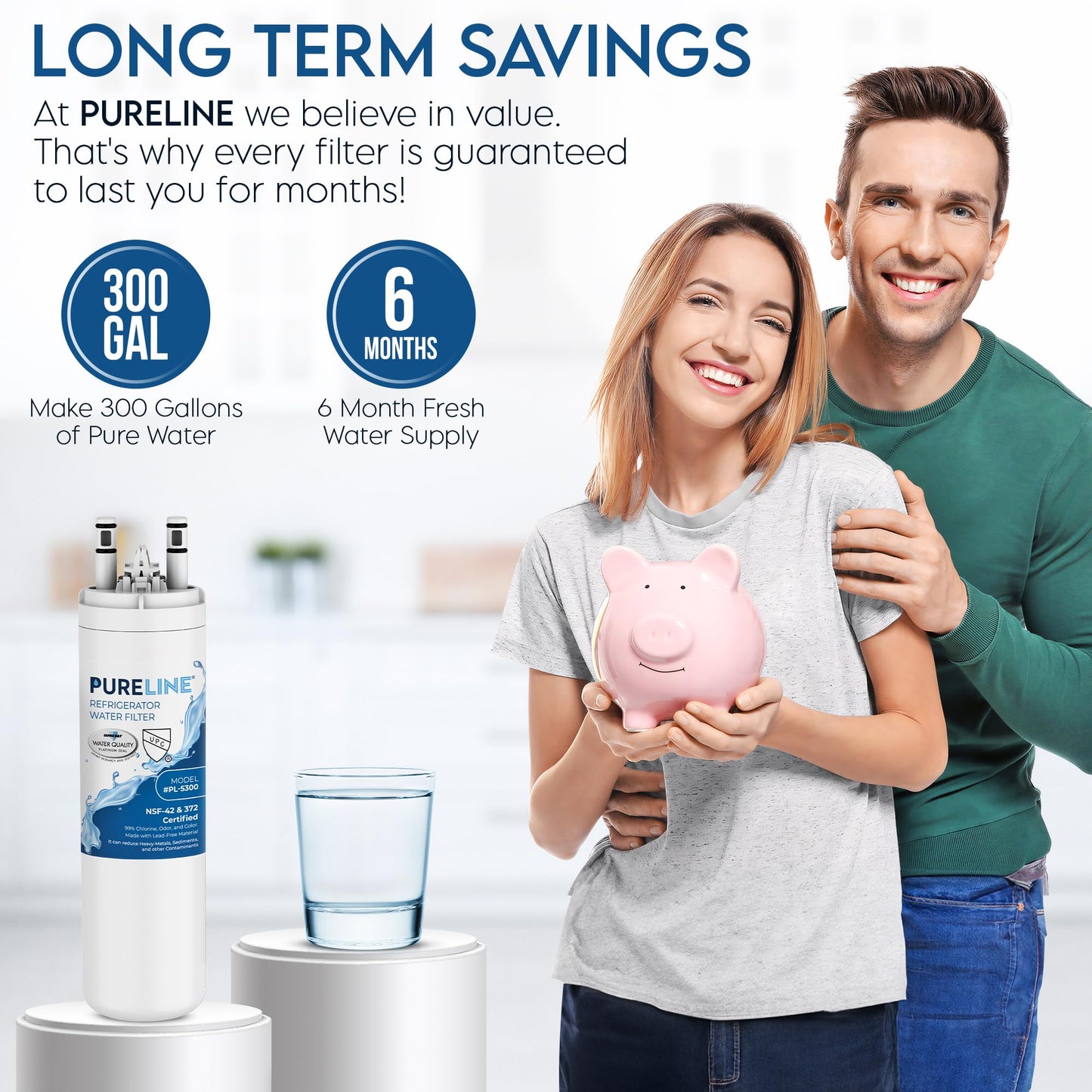 Pureline Replacement for WF3CB Refrigerator Water Filter, Compatible with Pure Source 3 Water Filter (3 Pack)