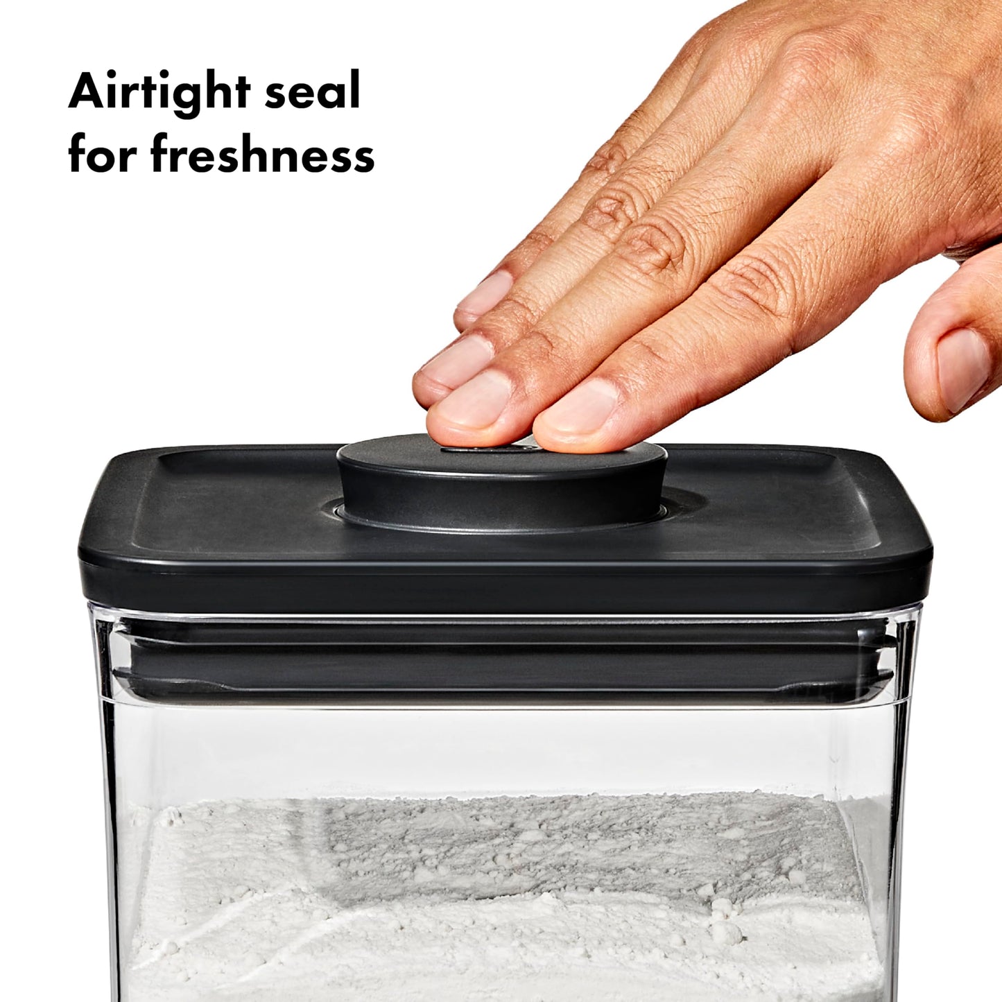 OXO Good Grips POP Container — Big Square Medium — 4.4 Qt /4.2 L — Matte Black, Organization and Storage Solution