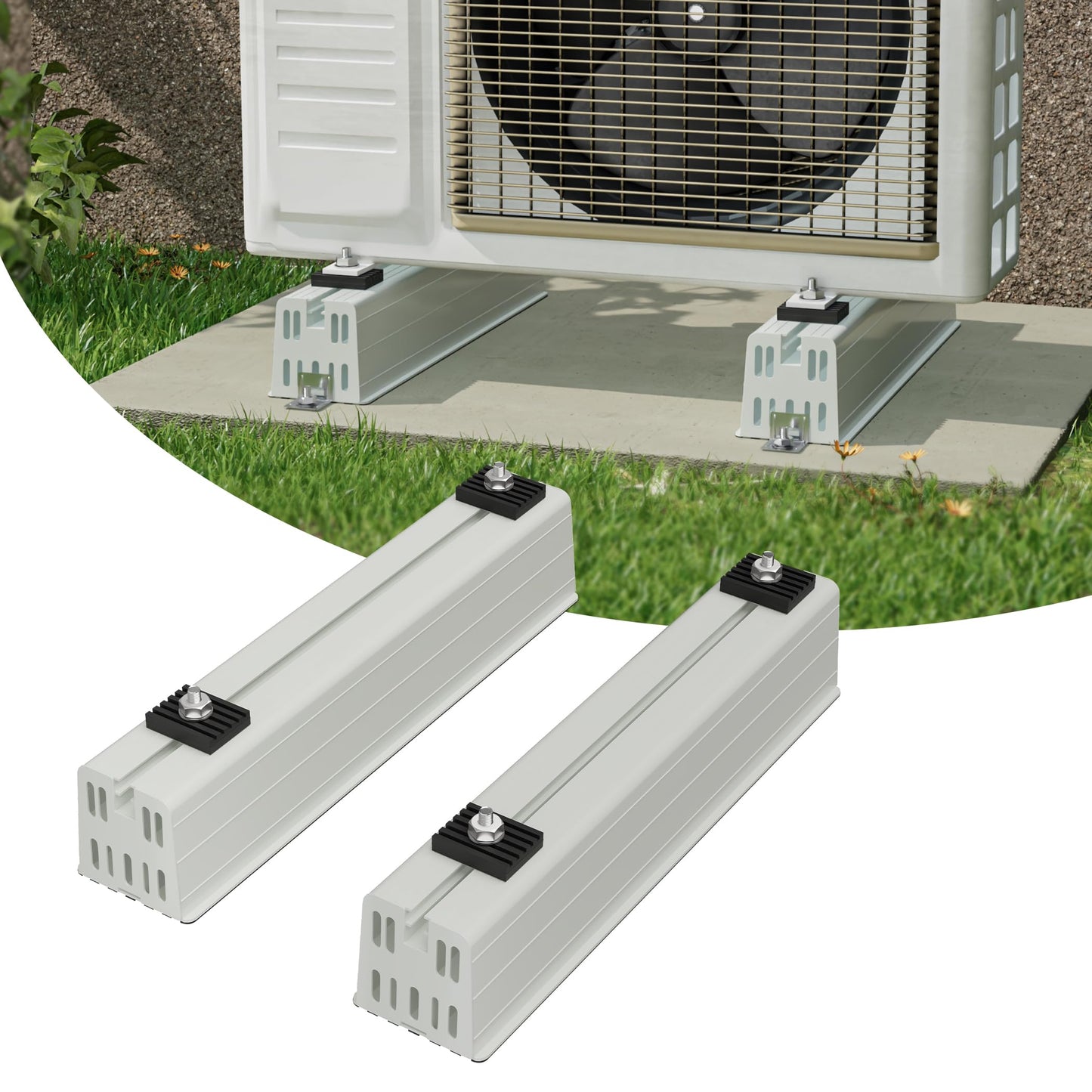 MTGSTOCL Minisplit Floor Mounting Base, Anti-Vibration Mini Split Stand for 12000BTU/24000BTU Air Conditioner Condenser, AC Anti Vibration Pad for Heat Pump System, 485 Load Capacity
