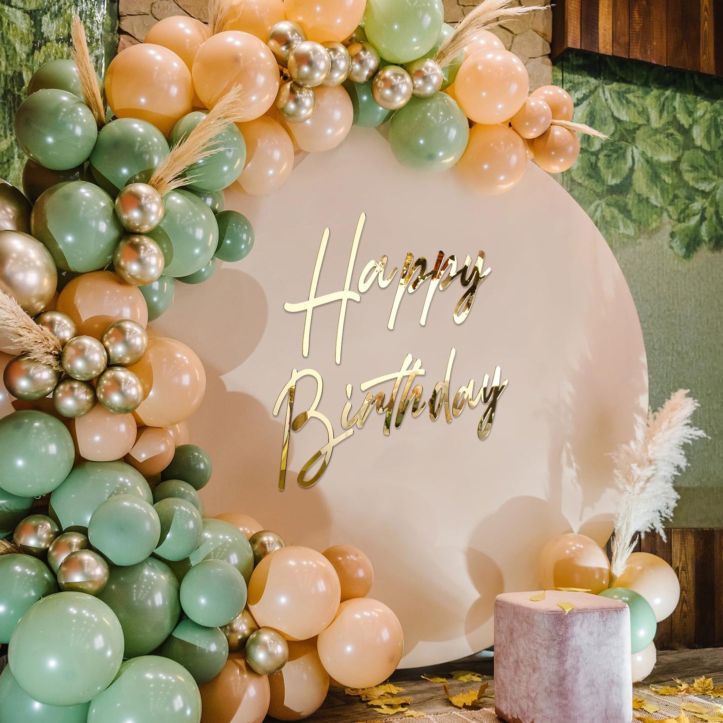 Yousoontic Happy Birthday Sign for Backdrop Large Happy Birthday Sticker Letter Acrylic Mirror Decal for Balloon Arch Wall Kpop Party, Peel Off Acrylic Film(23 x 20 Inches,Classic,Gold)