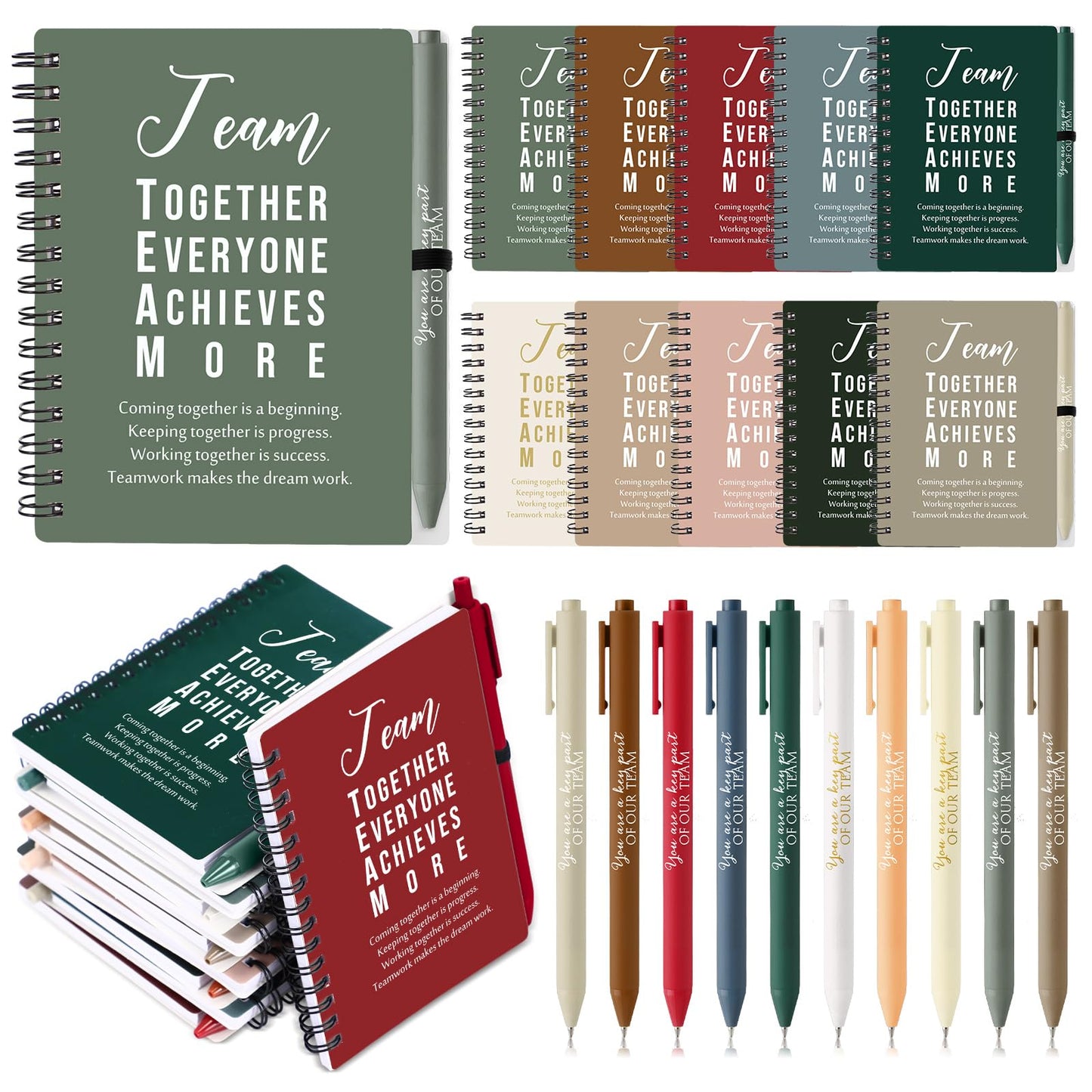 Jetec 25 Sets Employee Appreciation Gifts Bulk Inspirational Spiral Notebooks Journals with Ballpoint Pen Thank You Gifts for Team Coworker Staff Office Nurse(Team)