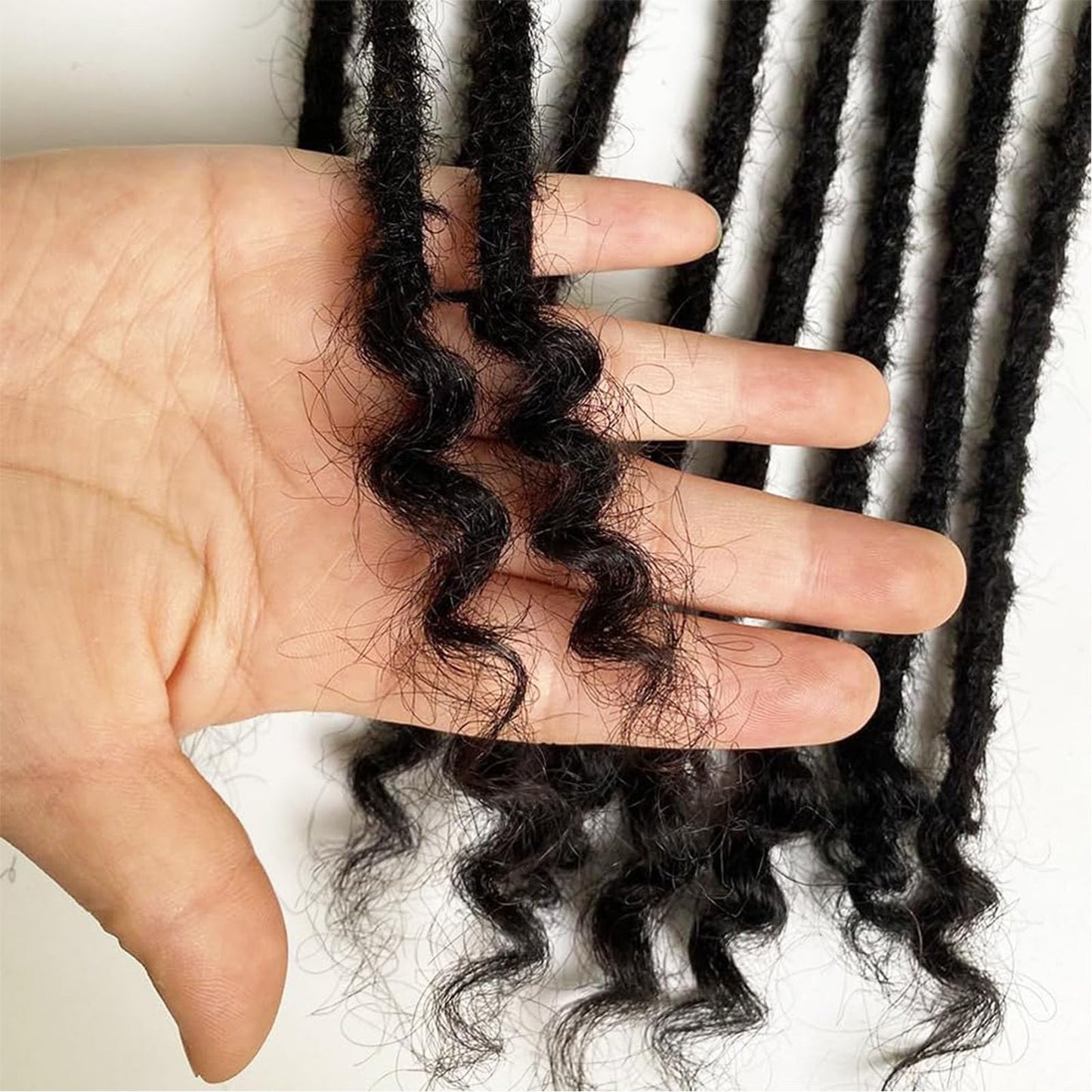 0.4cm Width Dreadlock Extensions 12 inch 30 Strands 100% Permanent Loc Extensions Human Hair with Curly Ends Natural Black Curly Locs Human Hair Can Be Dyed Bleached(12inch-30strands)