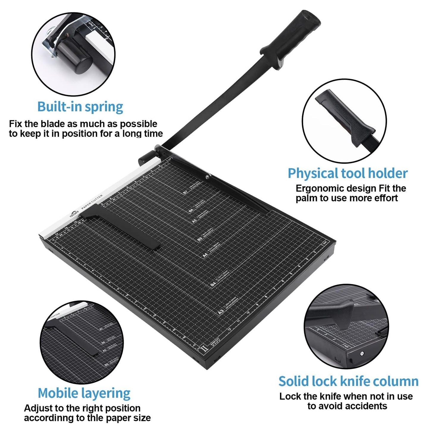 ISDIR Guillotine Paper Cutter 18" with Integrated Pressure Bar – Heavy Duty Metal Base, 15 sheet Capacity, Magnetic Guide & Safety Guard – Precision Trimmer for Cardstock, Crafts, DIY, Photos & Office