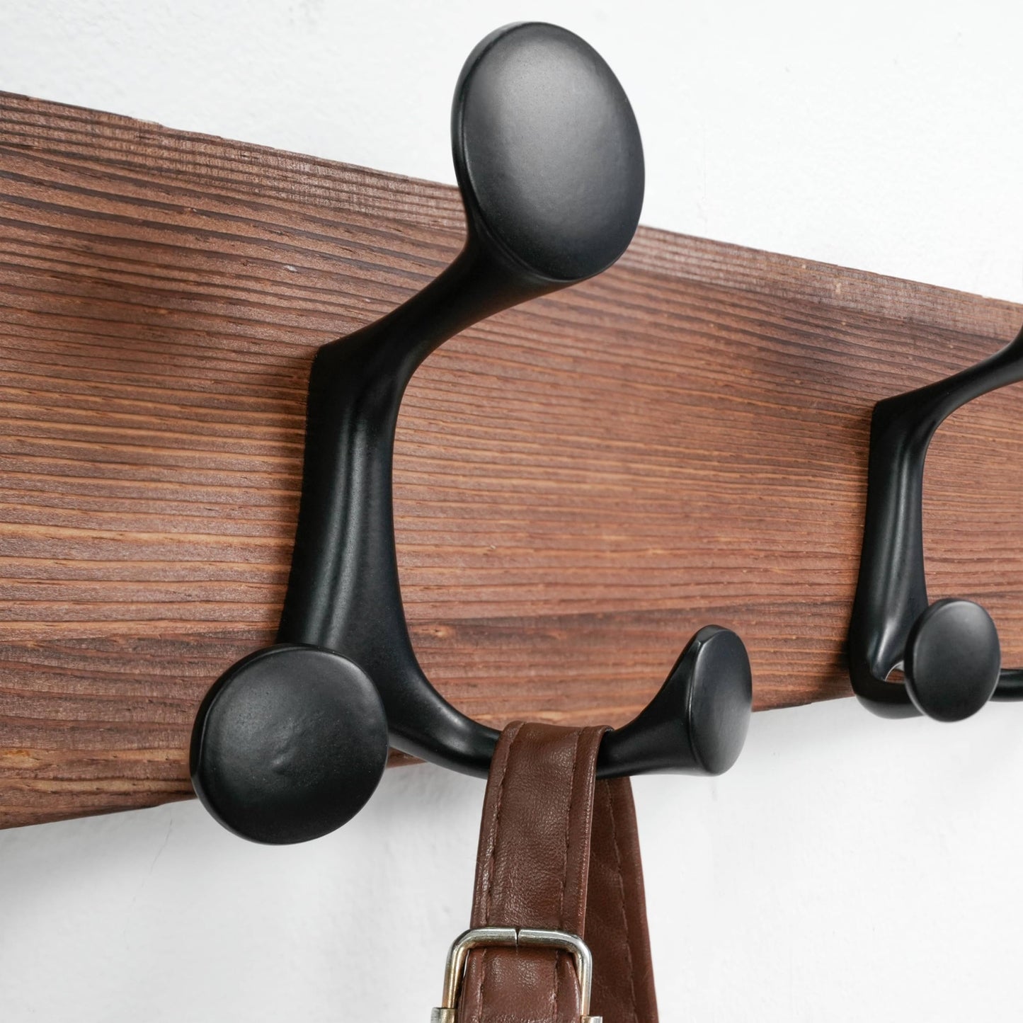SKOLOO 24-Inch Wood Coat Rack Wall Mount with 5 Triple Hooks - Ideal for Family Entrances, Classrooms, and Pet Supplies Storage - Perfect Coat Hooks for Wall,Charred Golden Brown